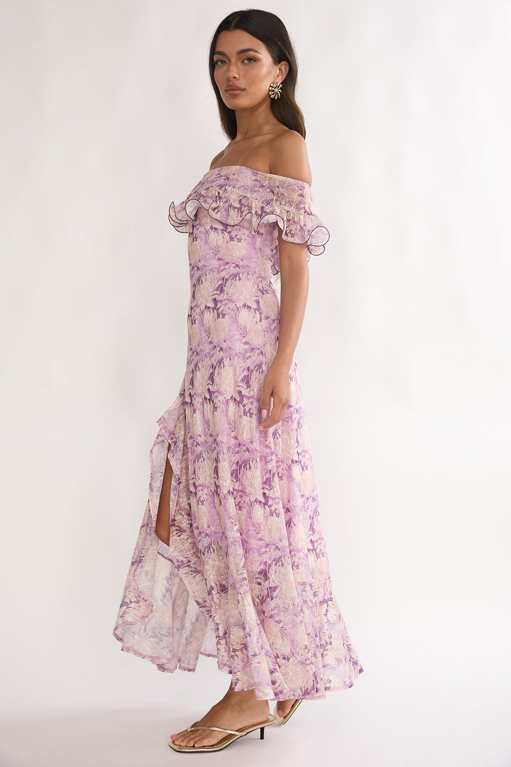 Moonlit Magic Off-Shoulder Maxi Dress Floral Dress