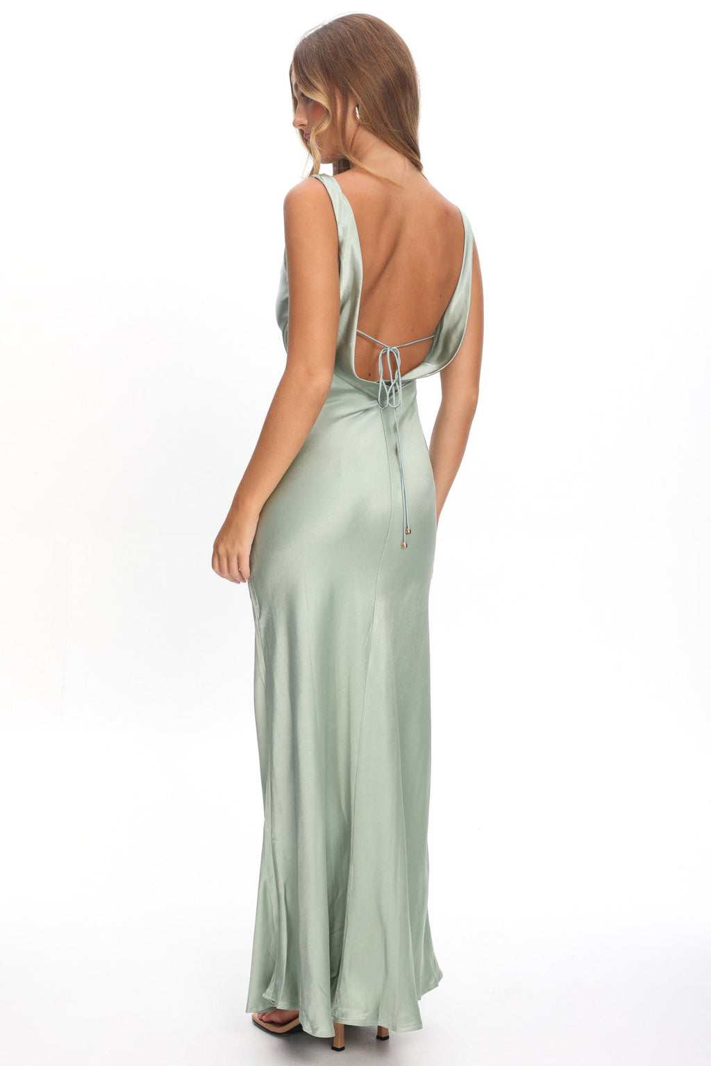 Good Intentions Cowl Neck Open Back Maxi Dress Sage