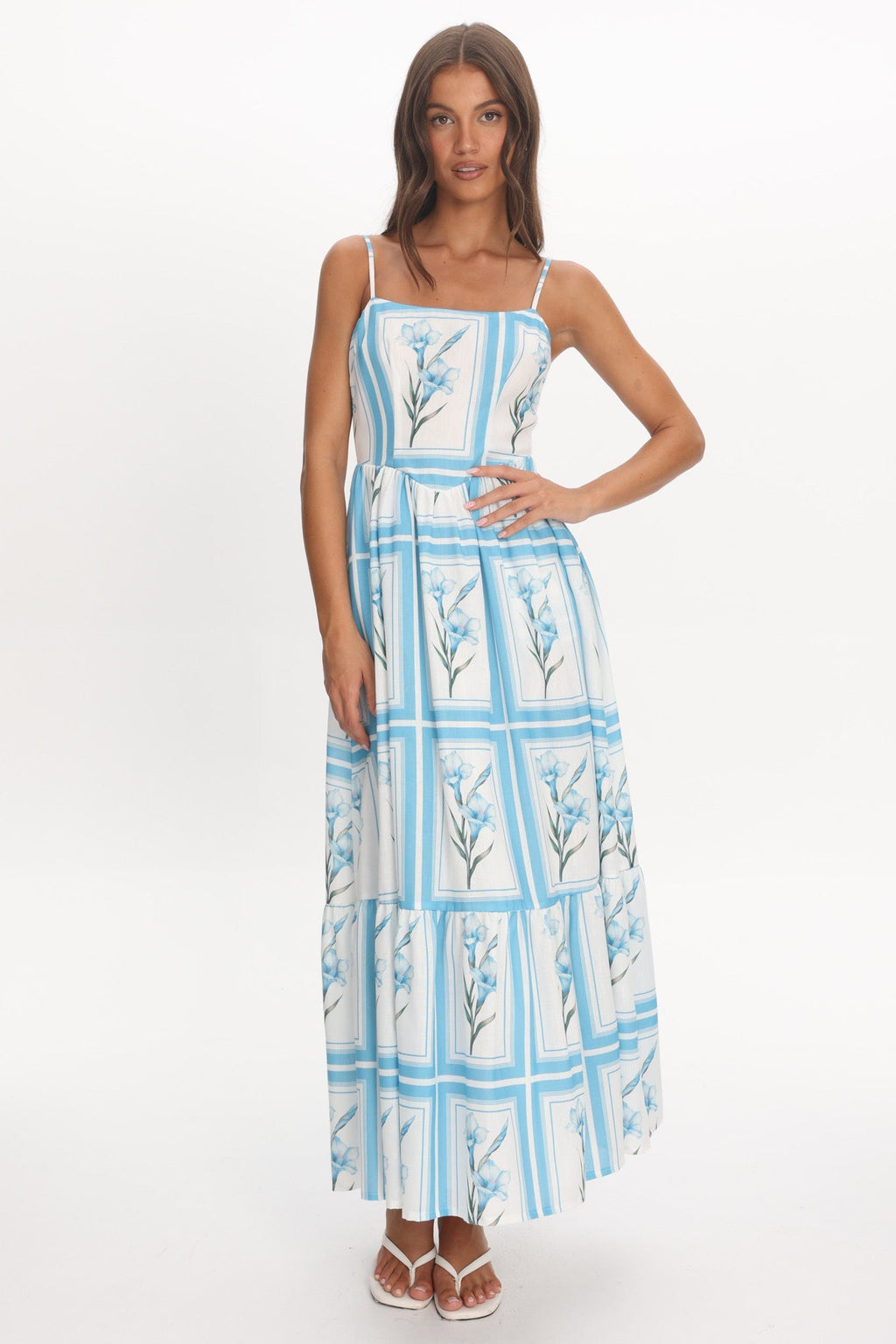 Newbury Bow Back Maxi Dress Floral Blue