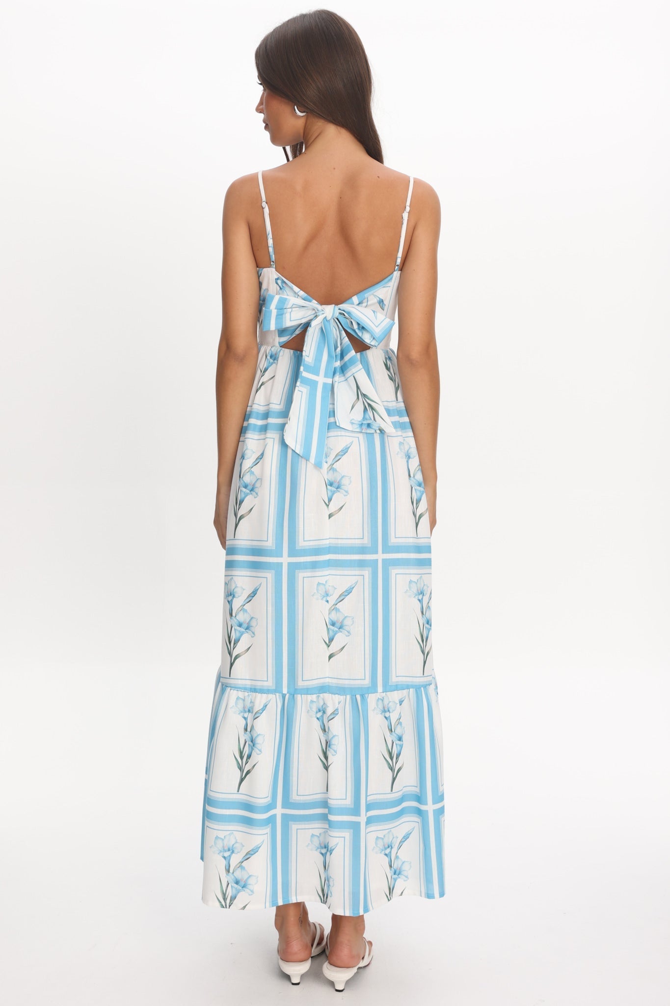 Newbury Bow Back Maxi Dress Floral Blue