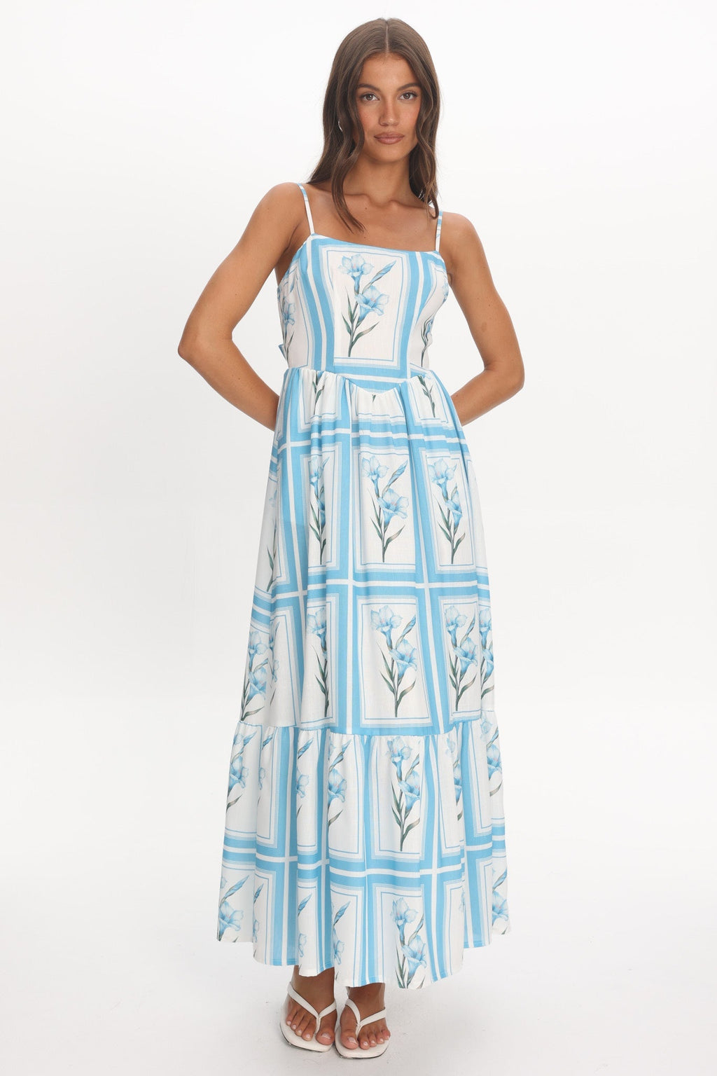 Newbury Bow Back Maxi Dress Floral Blue