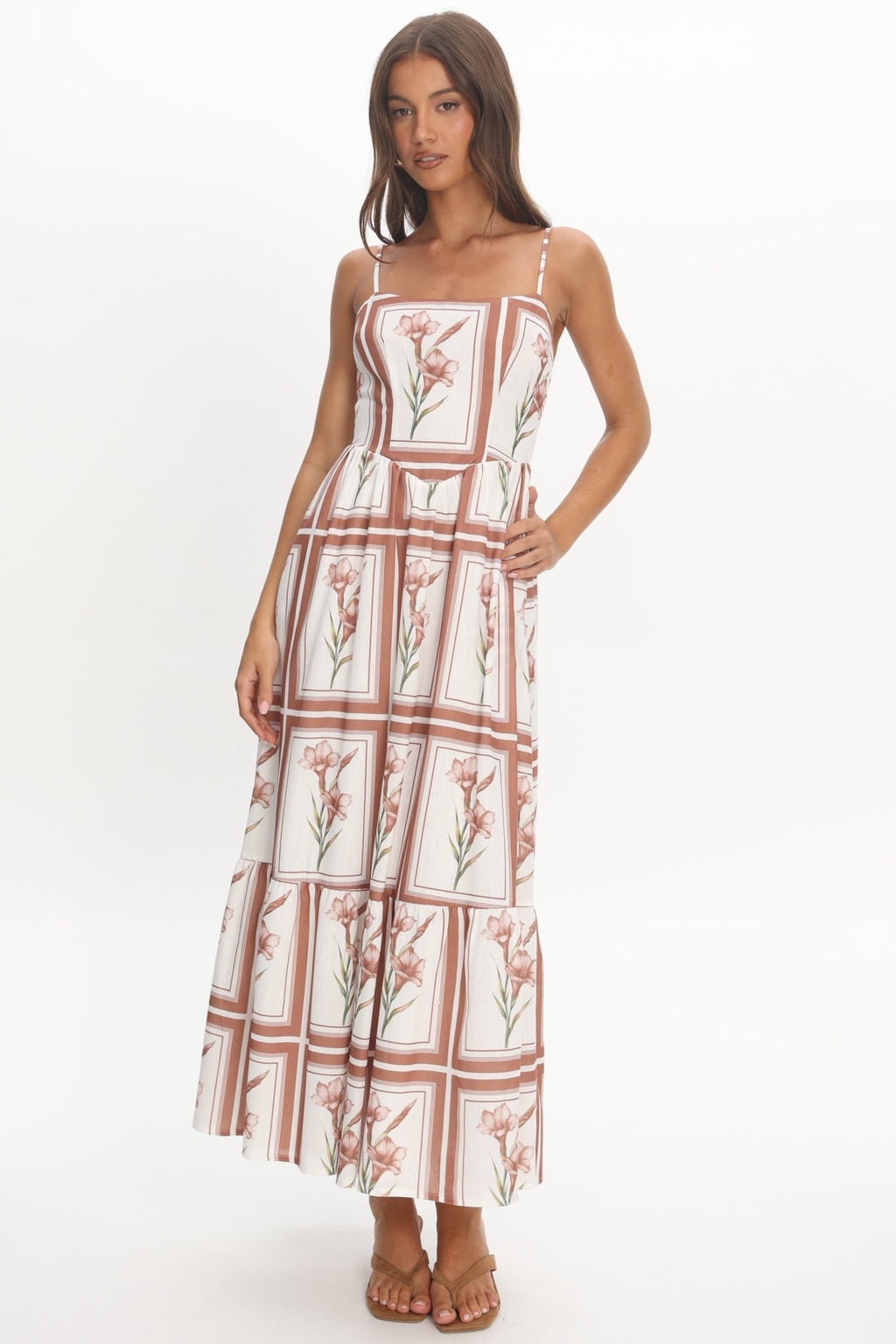 Newbury Bow Back Maxi Dress Floral Chocolate