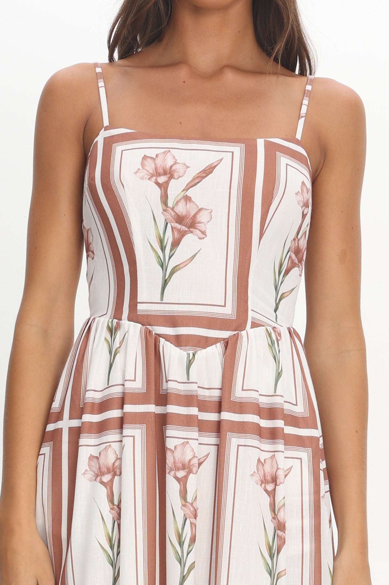 Newbury Bow Back Maxi Dress Floral Chocolate