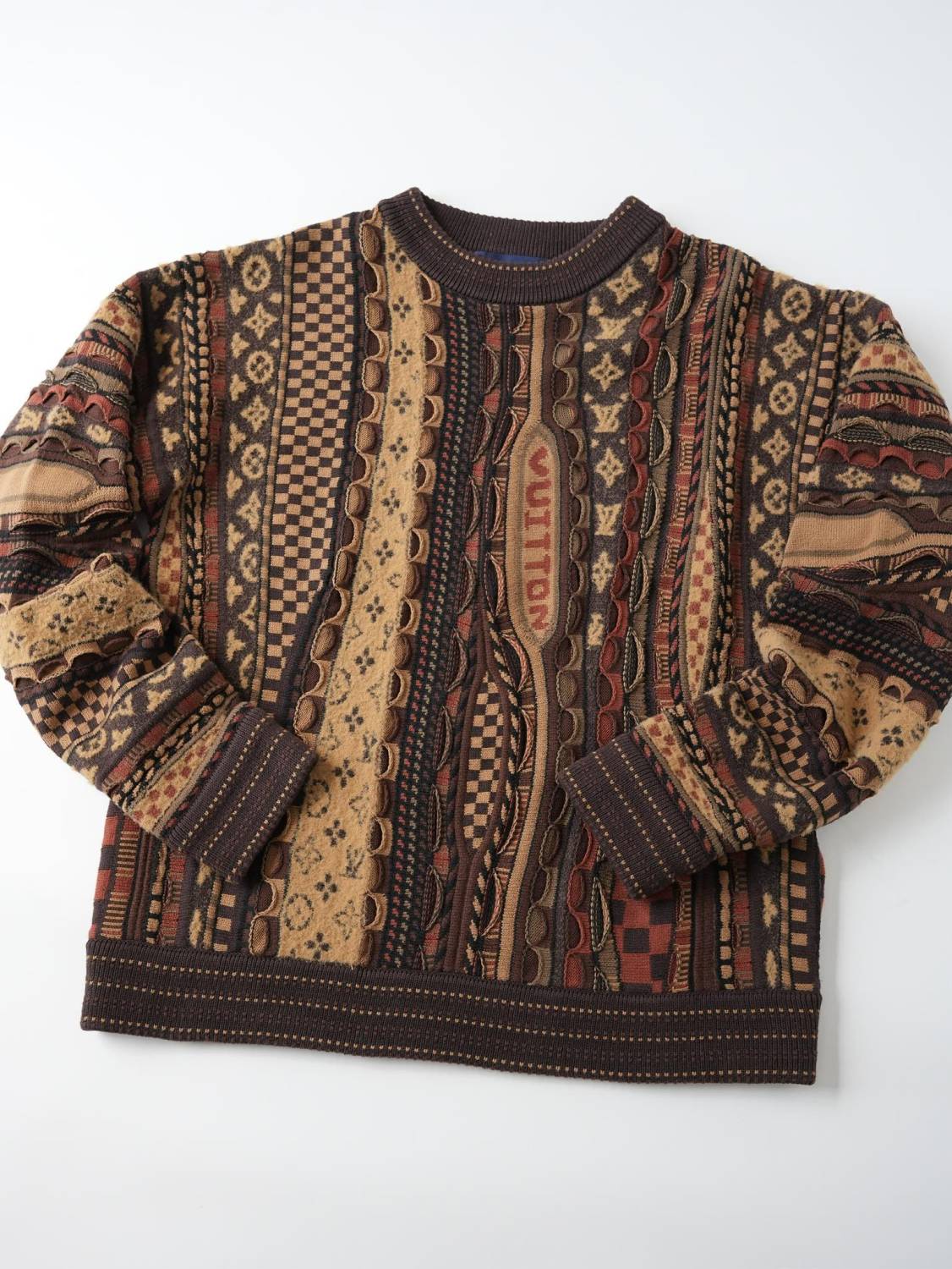 Louis Vuitton Men's Fall/Winter Fashion Casual Crewneck Pullover Ribbed Knit Wool Cotton Blend Sweater #79282