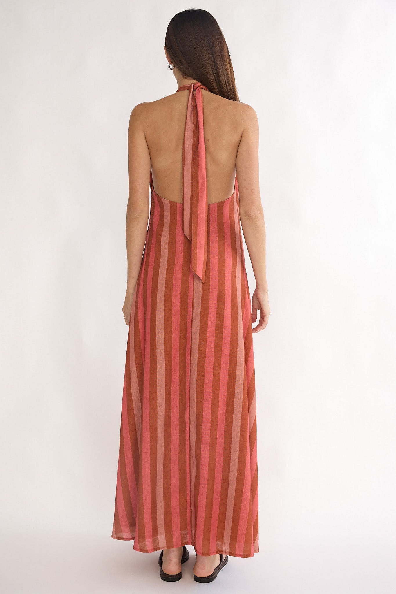 Cheer Backless Halter Maxi Dress Pink Multi