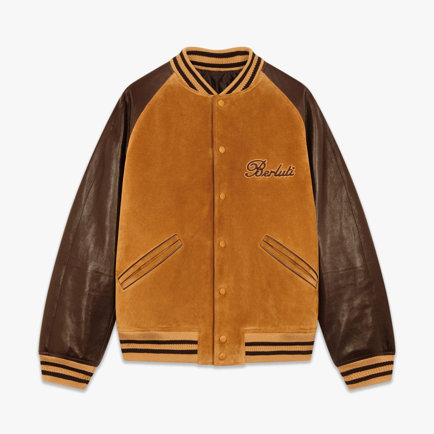 Berluti Suede Leather Patchwork Varsity Jacket #96481