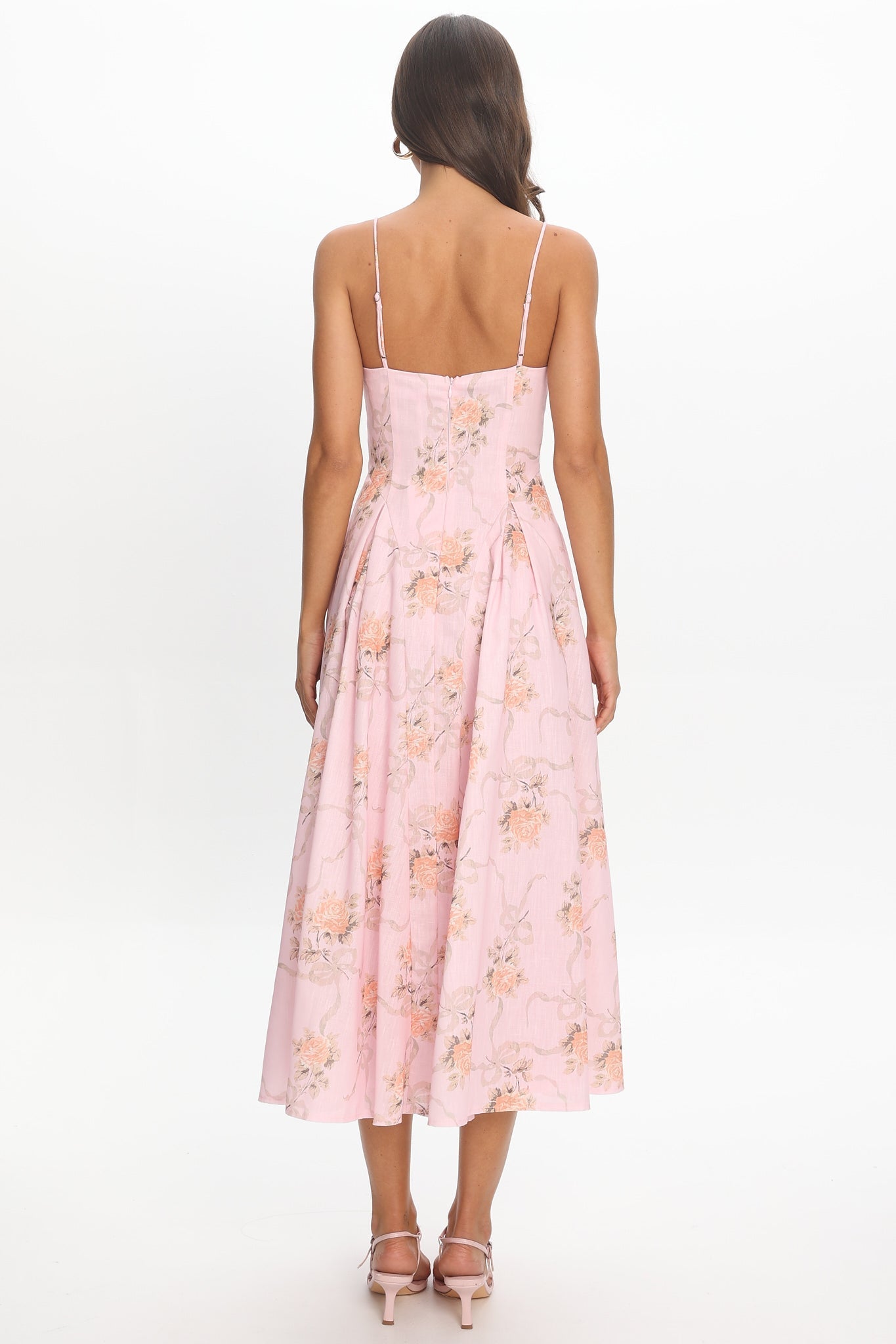 Get My Attention Pleat Waist Maxi Dress Bow Pink