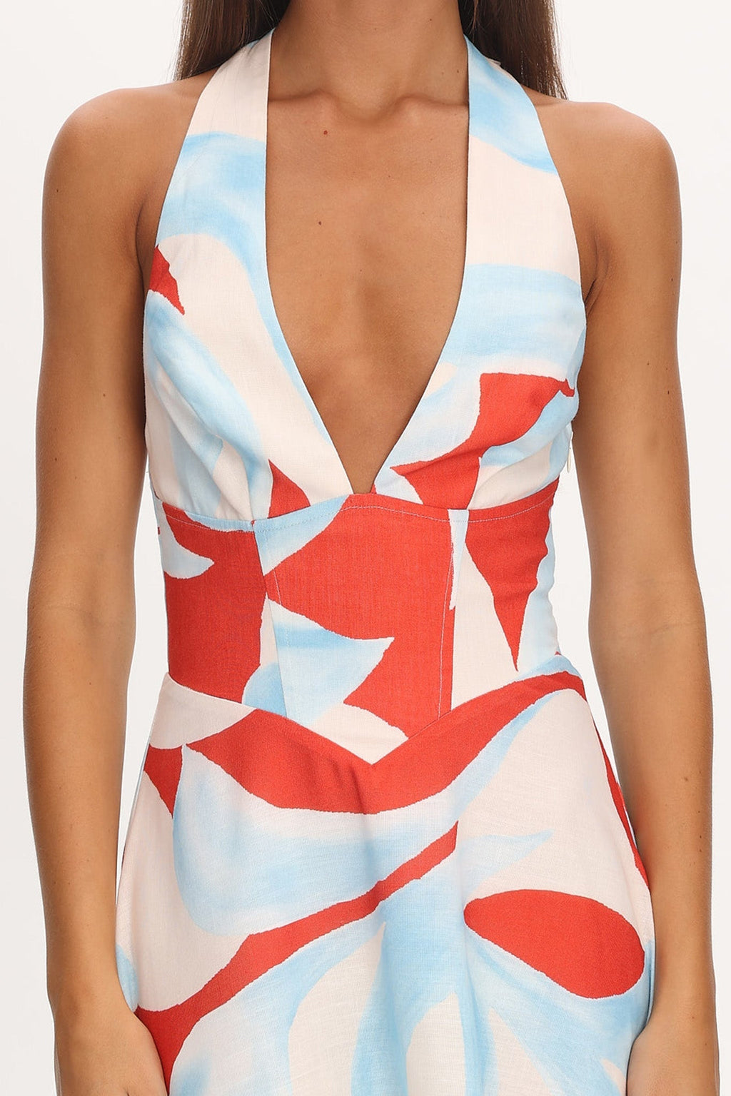 Riga Halterneck Maxi Dress Blue Multi