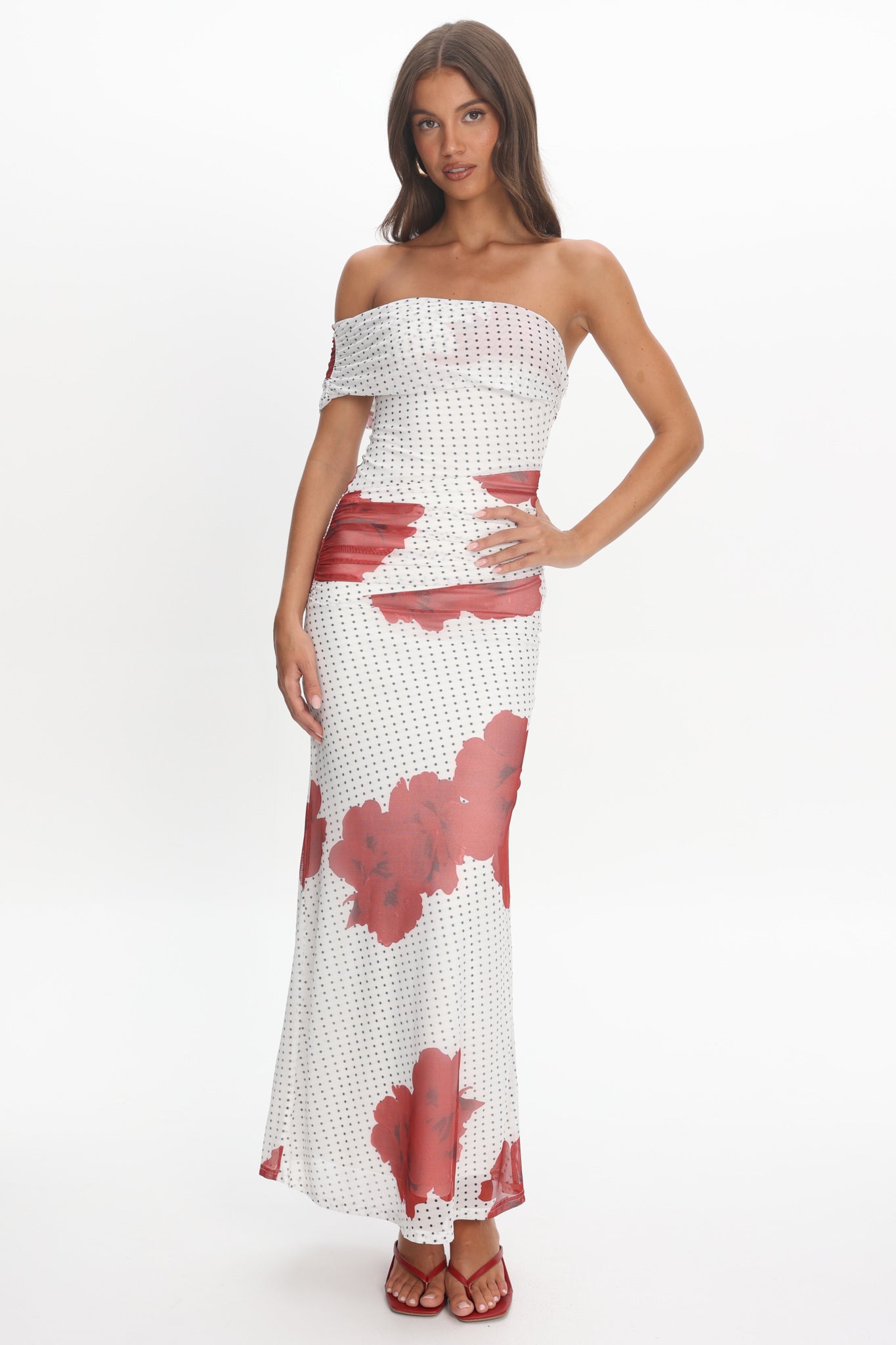 Gala One-Shoulder Maxi Dress Rose White