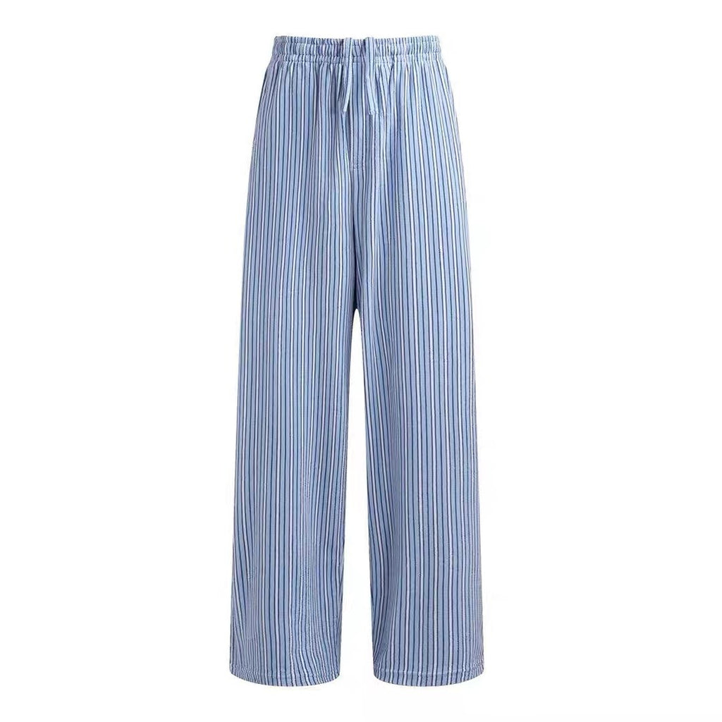 Balenciaga Men's Women's Striped Solid Color Elastic Waist Drawstring Loose Straight Spring & Autumn Casual Pants Ngvp #1167