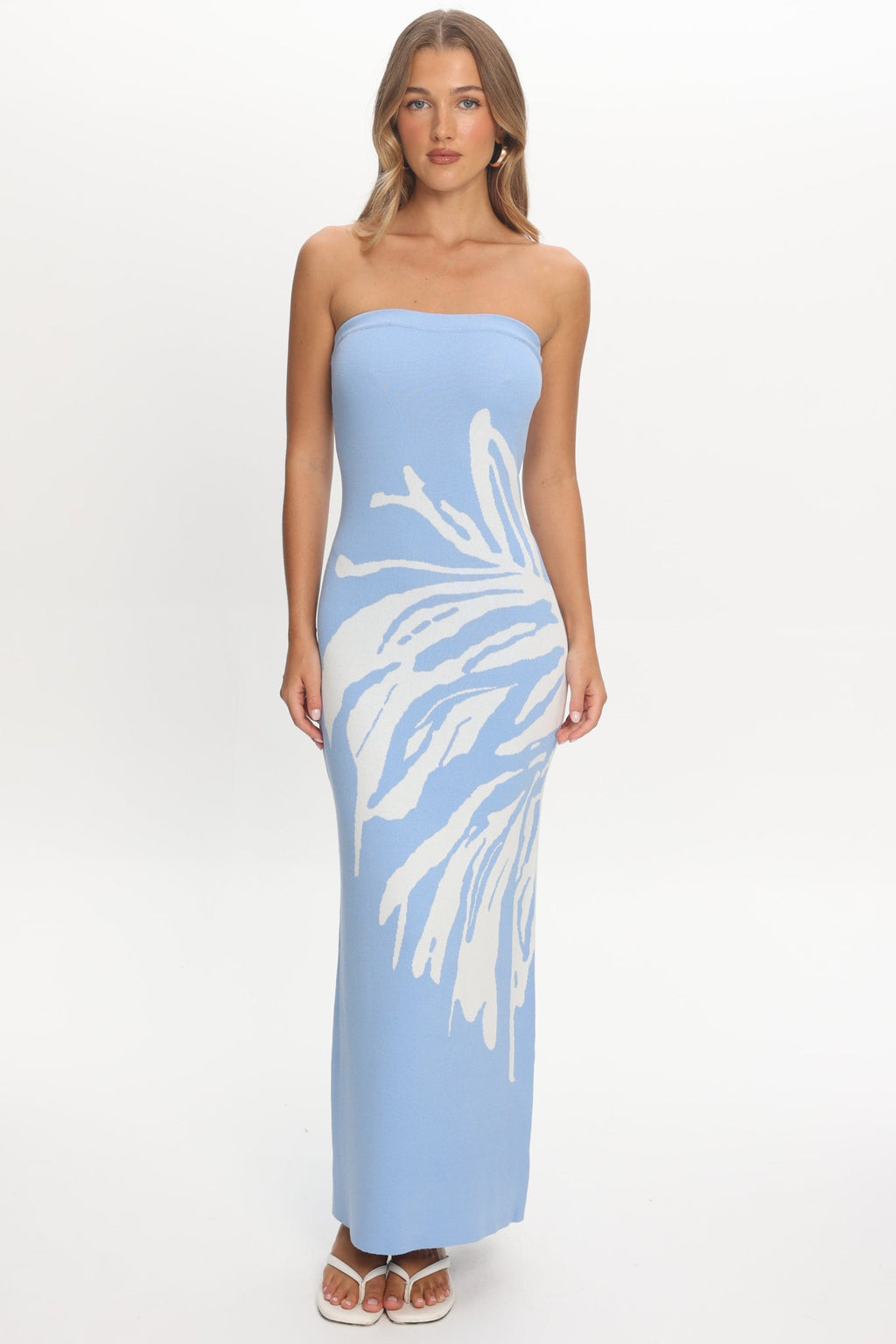 Wildflower Sun Strapless Maxi Dress Sky Blue