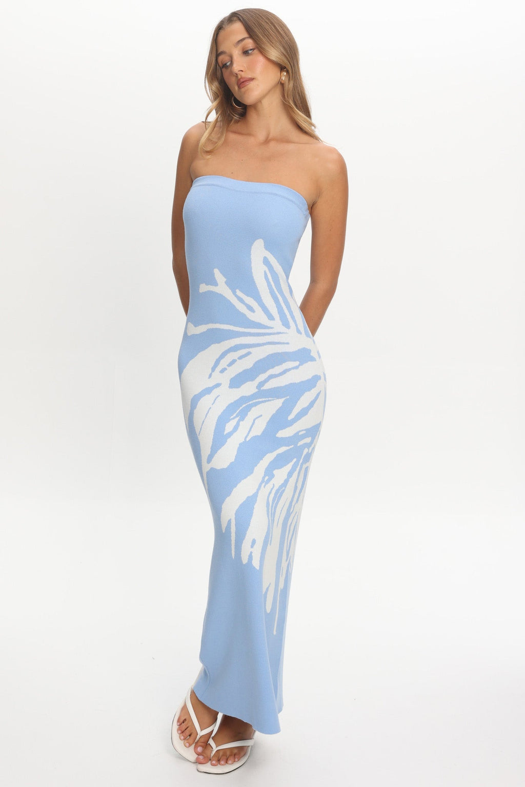 Wildflower Sun Strapless Maxi Dress Sky Blue