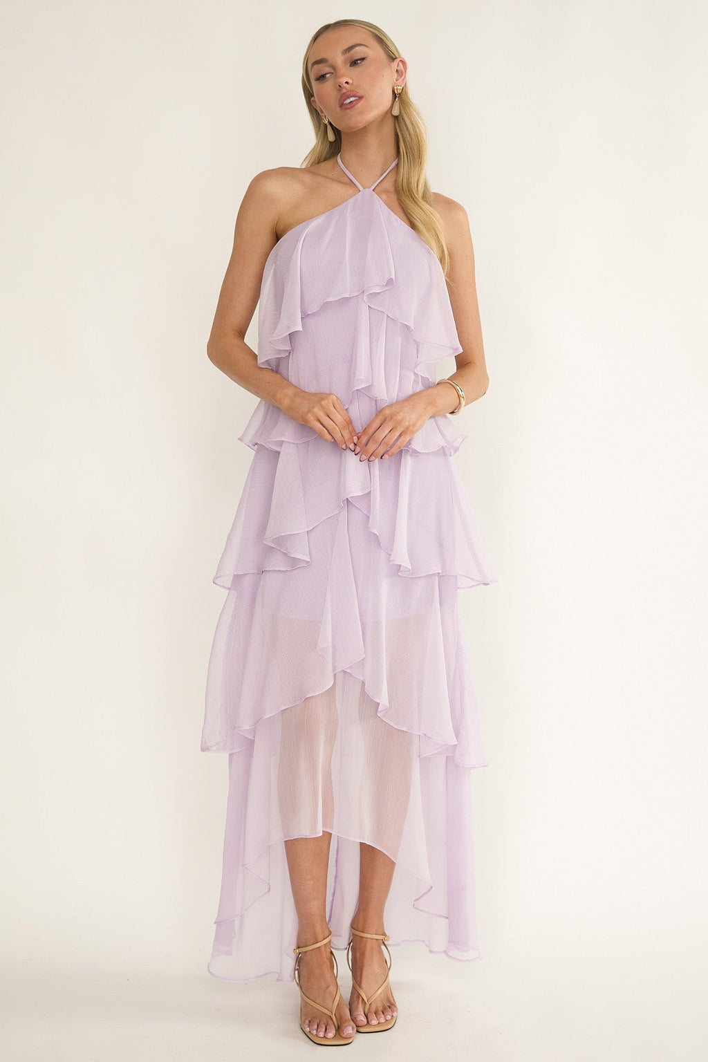 Darylyn Tiered Ruffle Maxi Dress Lilac