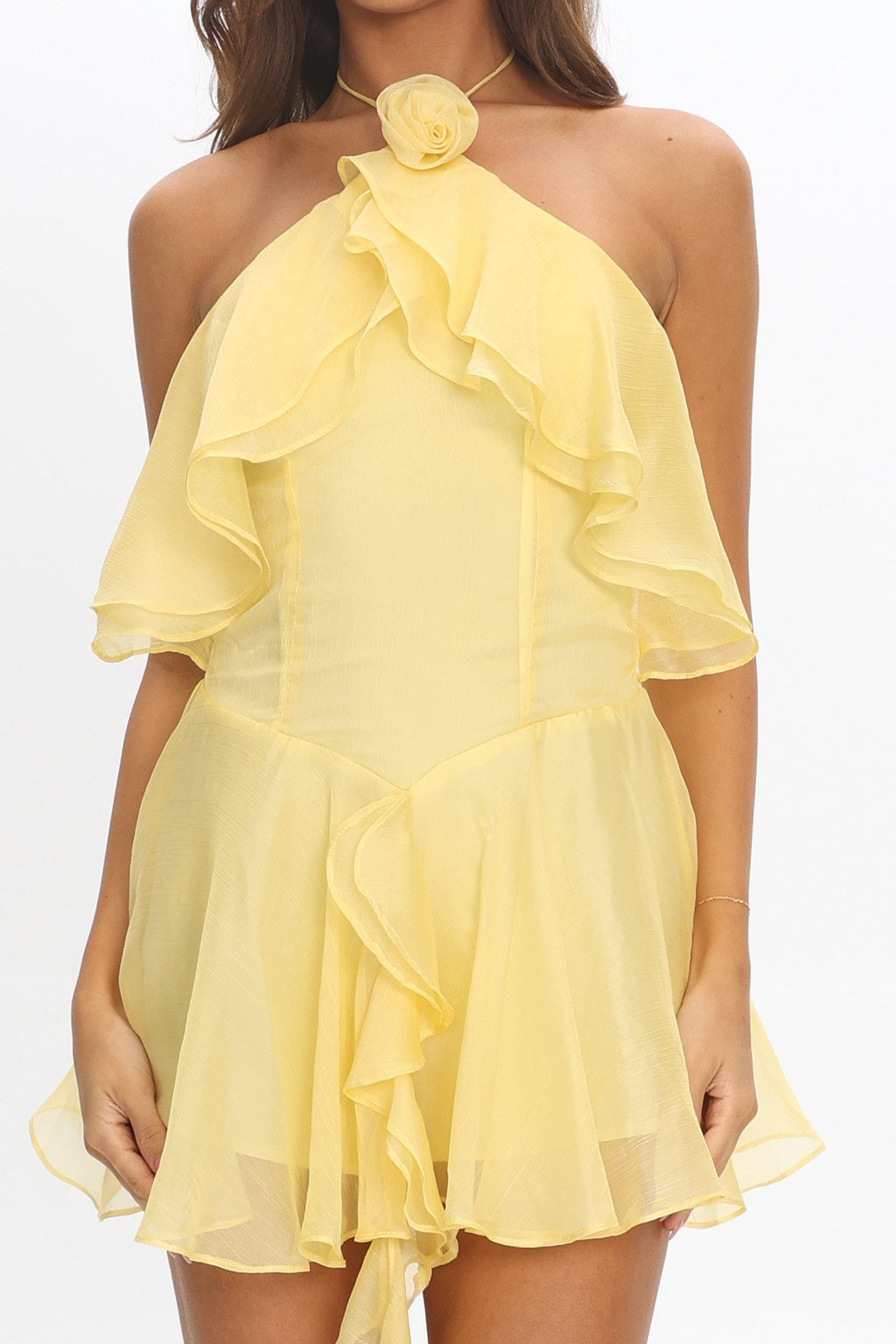 Darylyn Tiered Ruffle Romper Yellow