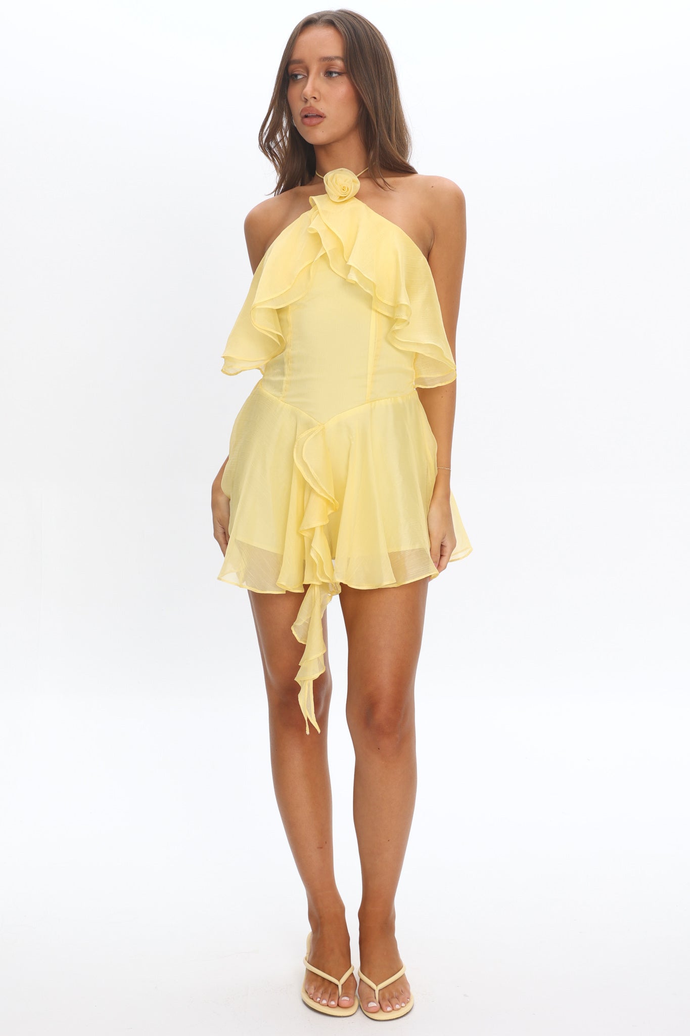 Darylyn Tiered Ruffle Romper Yellow