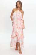 Darylyn Tiered Ruffle Maxi Dress Floral Pink