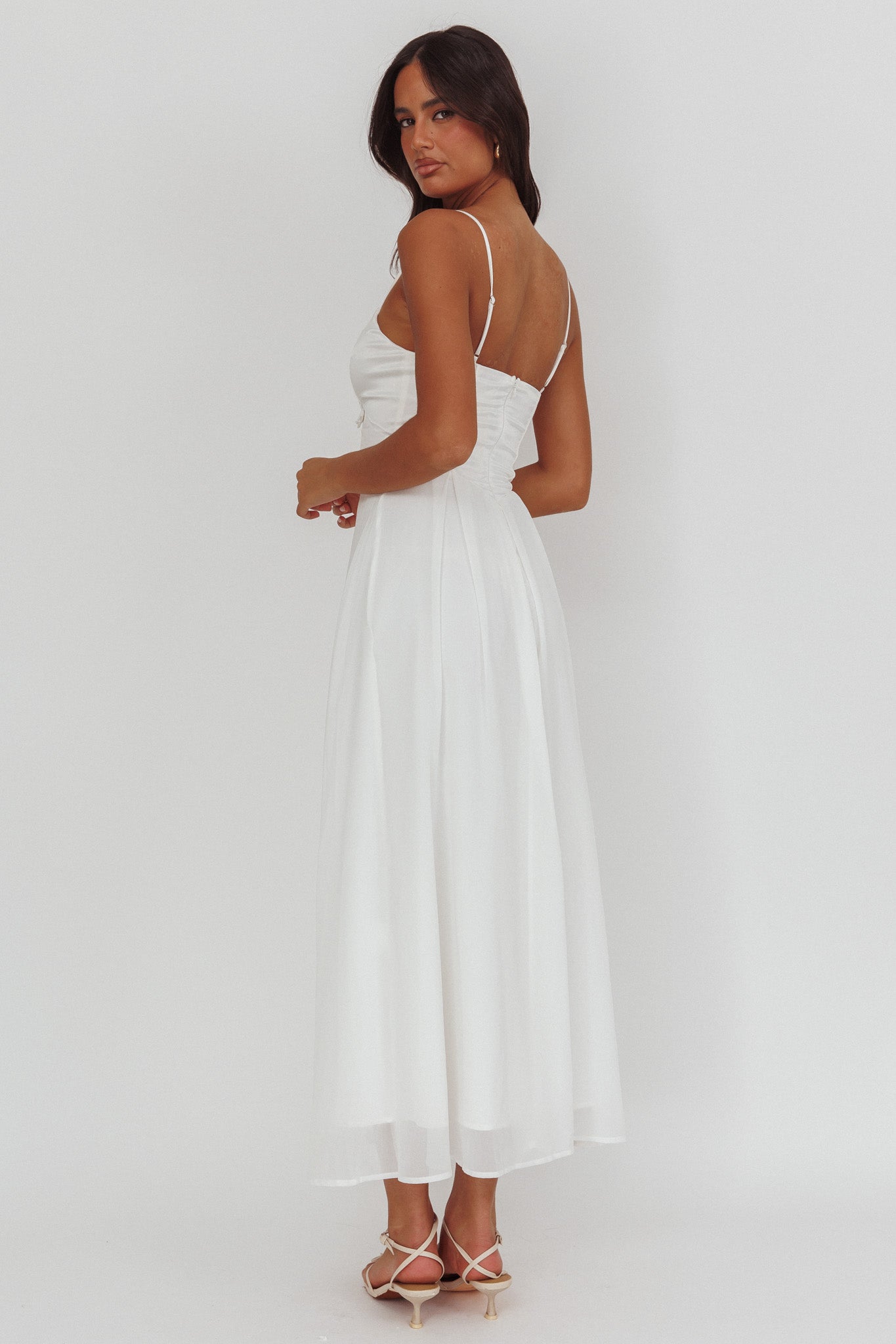 Lora Cami Strap Butterfly Dress White