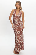 Annorah Halterneck Maxi Dress Brown