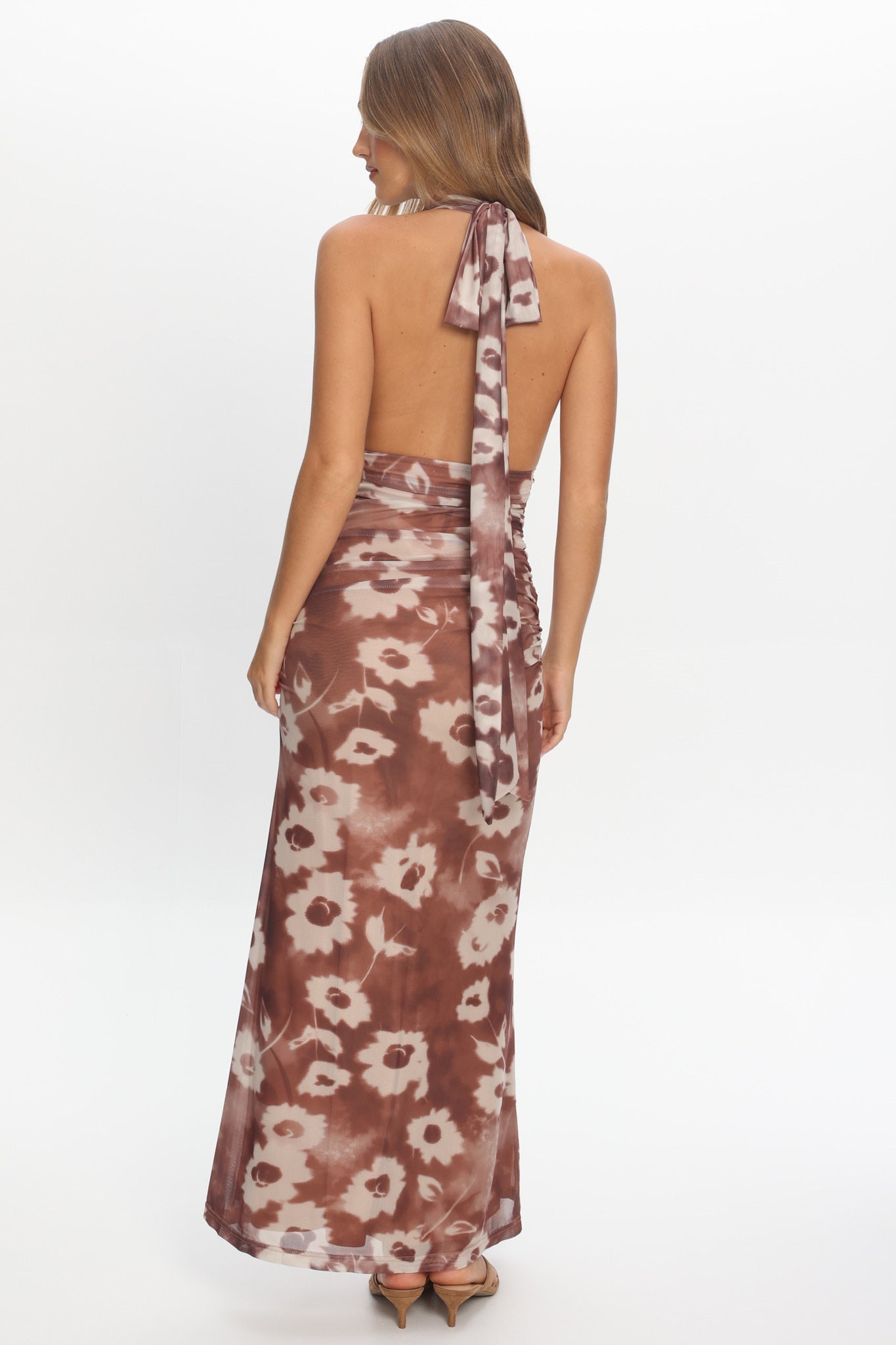 Annorah Halterneck Maxi Dress Brown