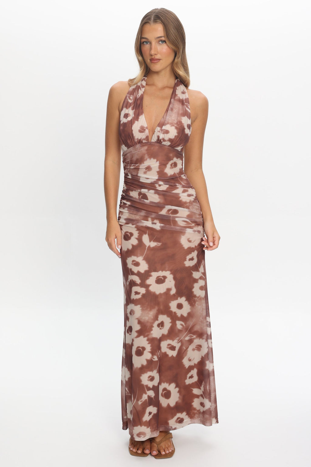 Annorah Halterneck Maxi Dress Brown