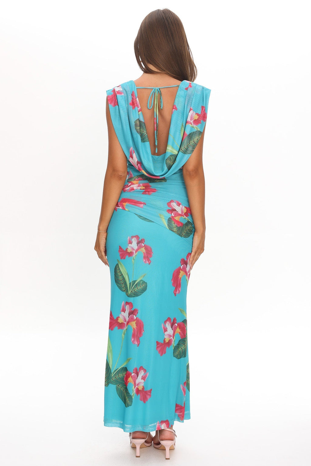 Virgo Season Draped Shoulder Maxi Dress Floral