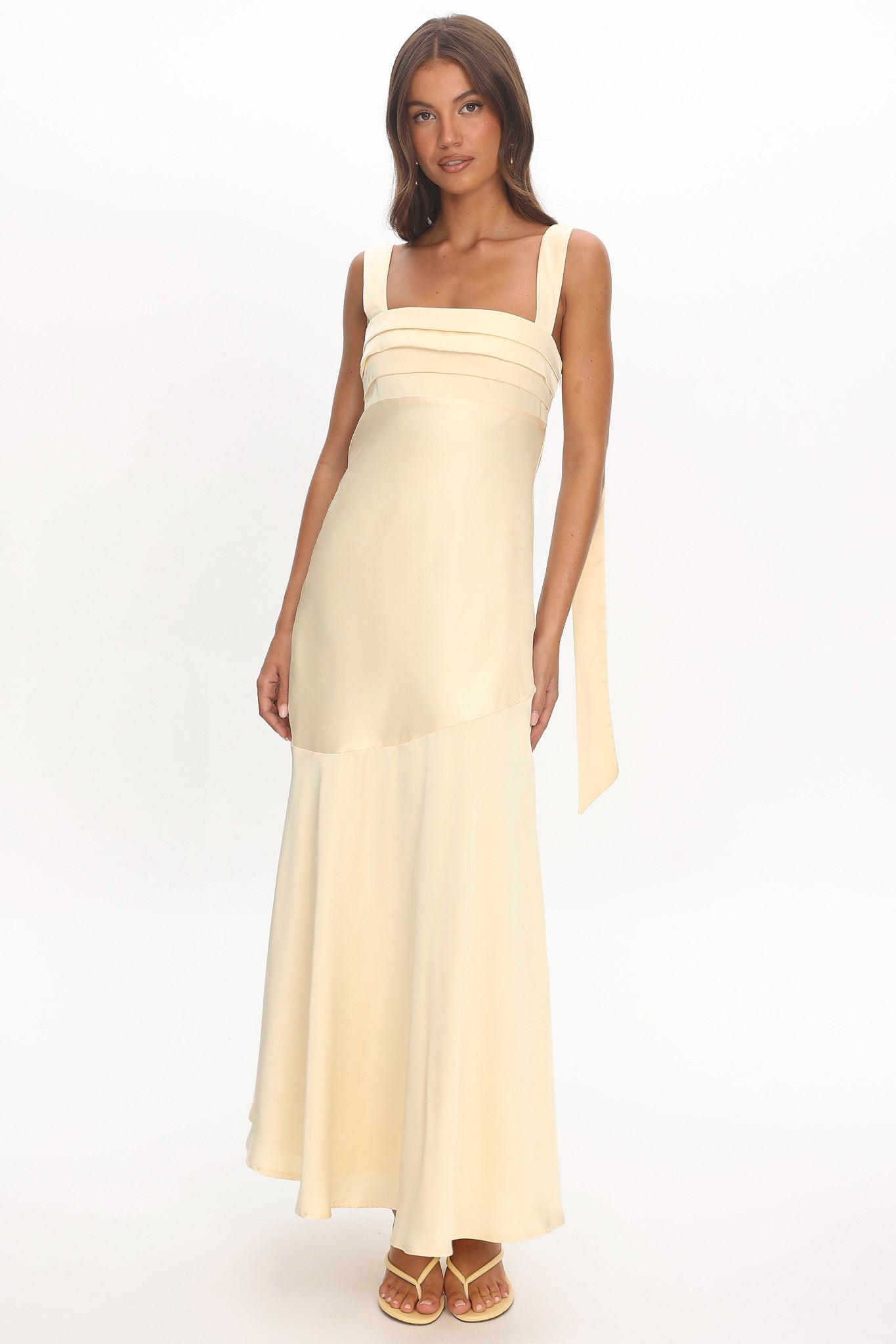 Second Glances Pleat bust Maxi Dress Butter