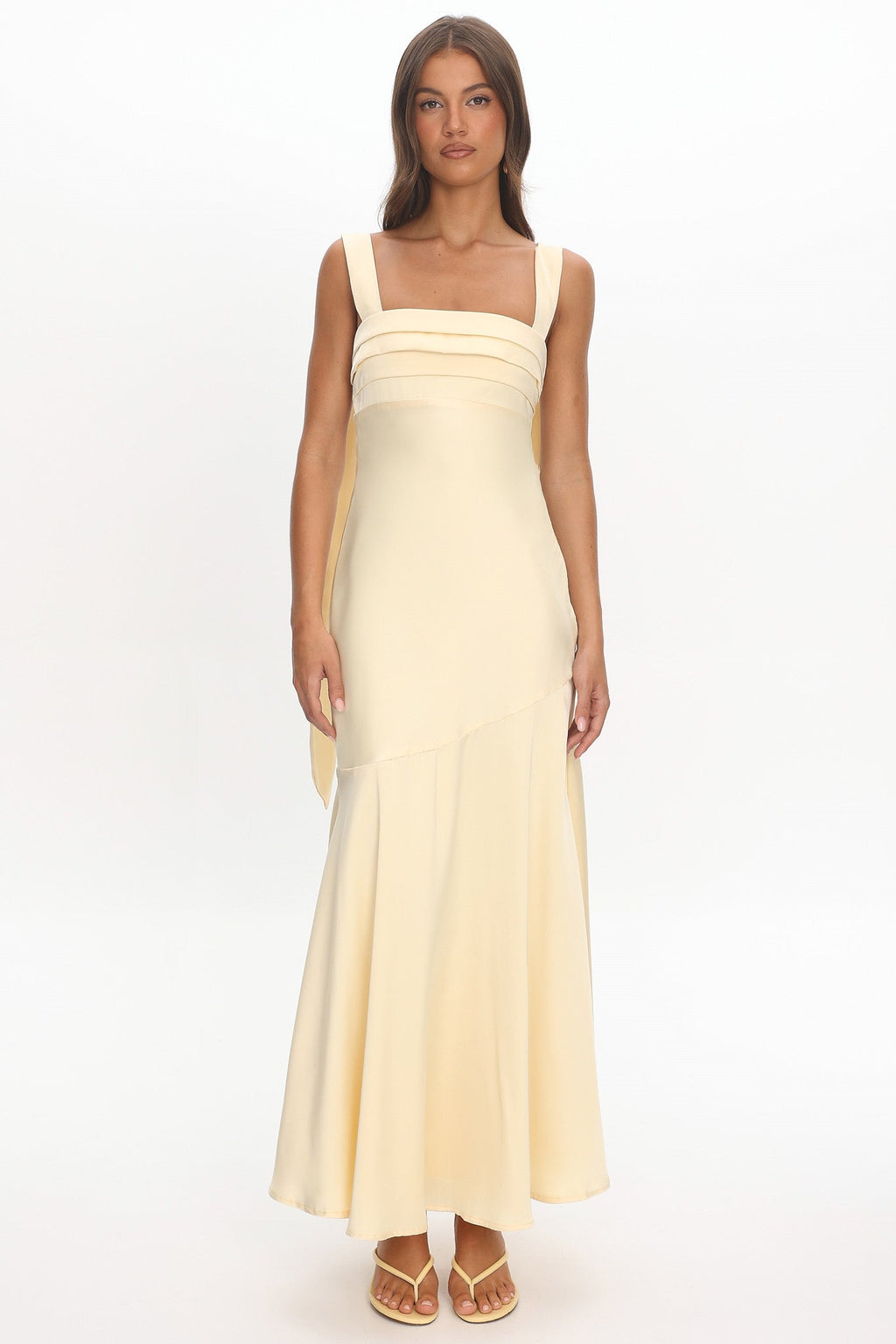 Second Glances Pleat bust Maxi Dress Butter
