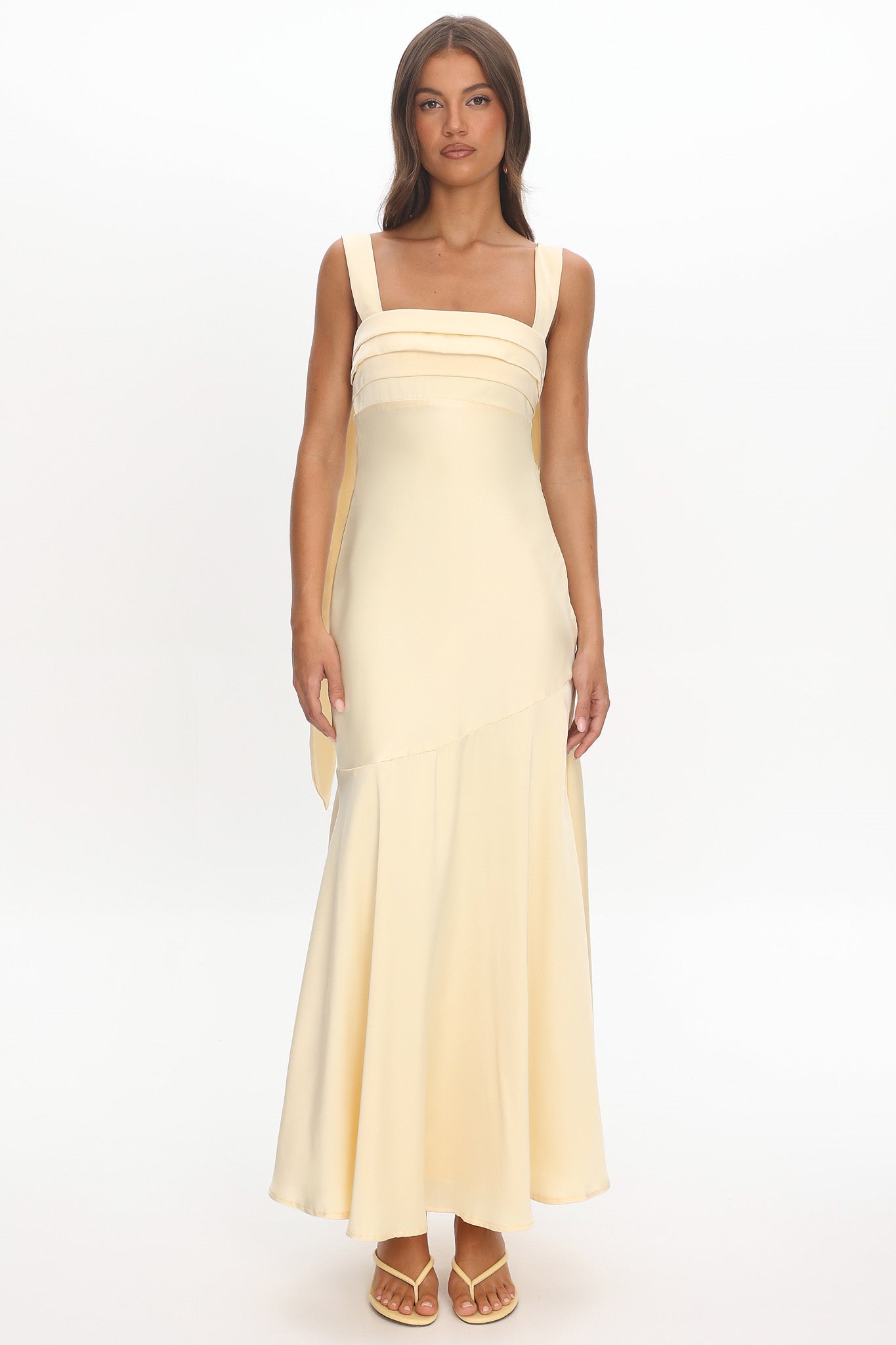 Second Glances Pleat bust Maxi Dress Butter
