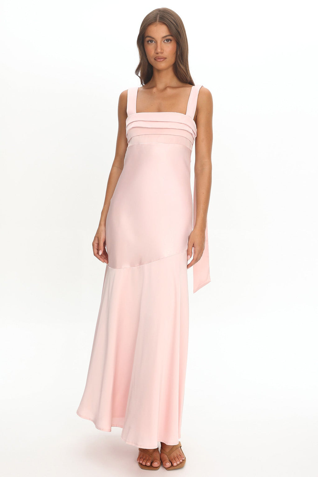 Second Glances Pleat bust Maxi Dress Pink