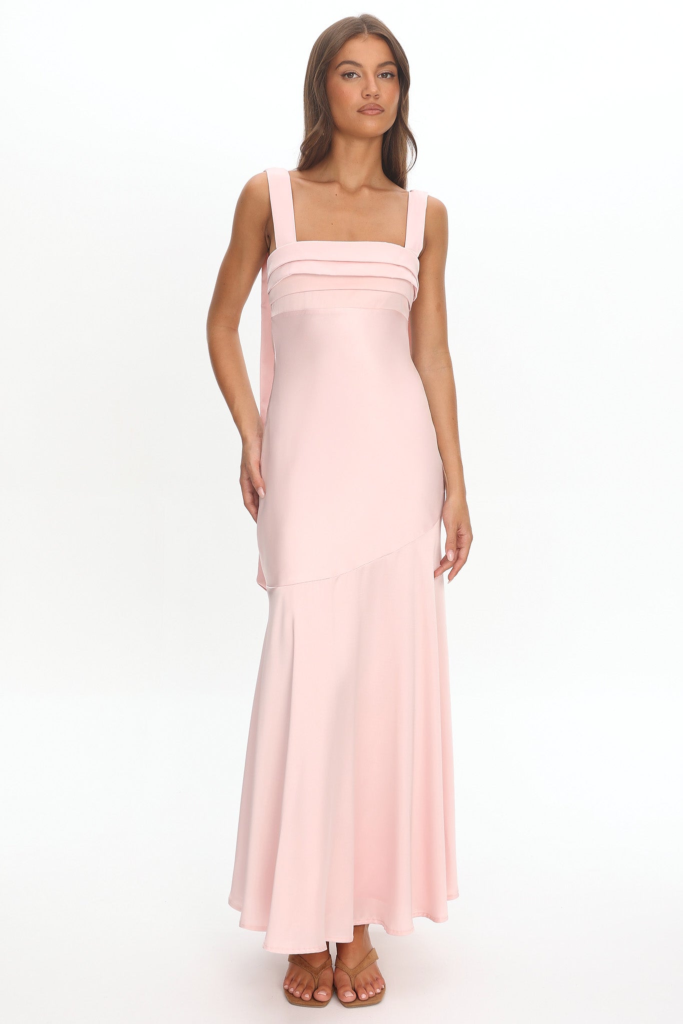 Second Glances Pleat bust Maxi Dress Pink