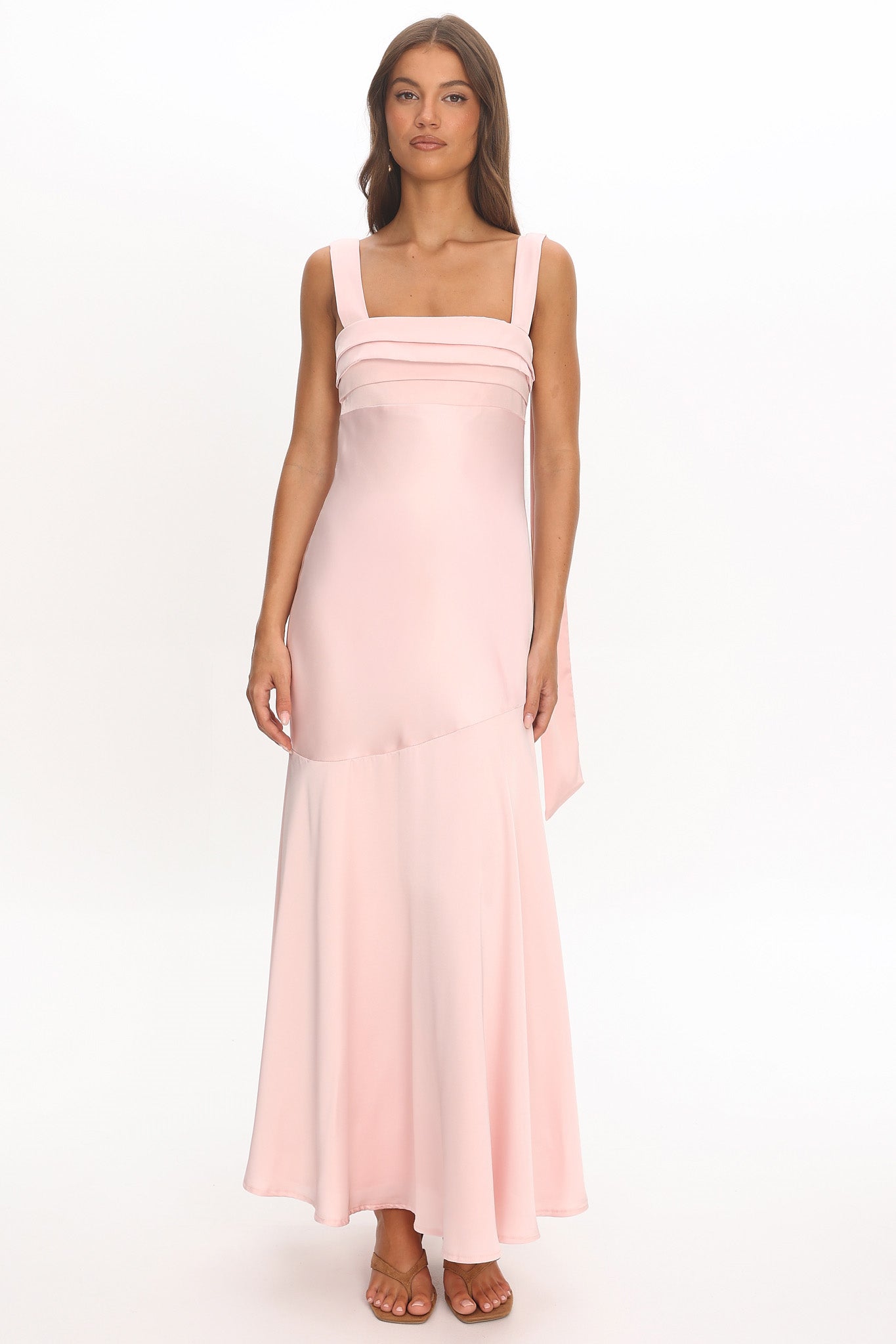 Second Glances Pleat bust Maxi Dress Pink