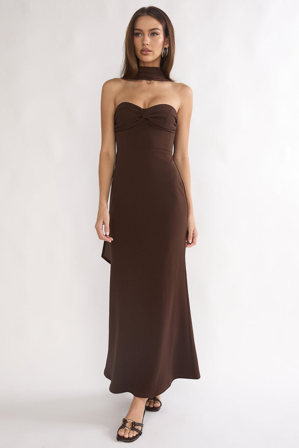 Of The Night Twist Bust Maxi Dress Chocolate