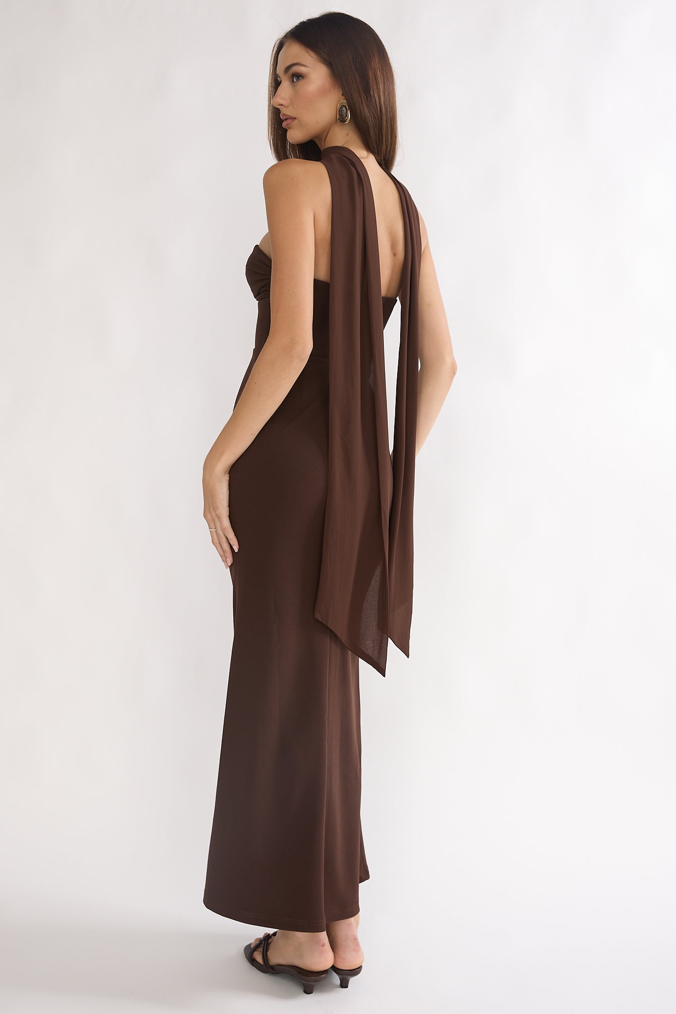Of The Night Twist Bust Maxi Dress Chocolate