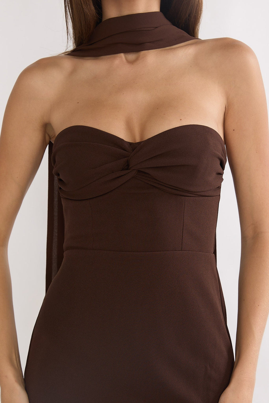 Of The Night Twist Bust Maxi Dress Chocolate