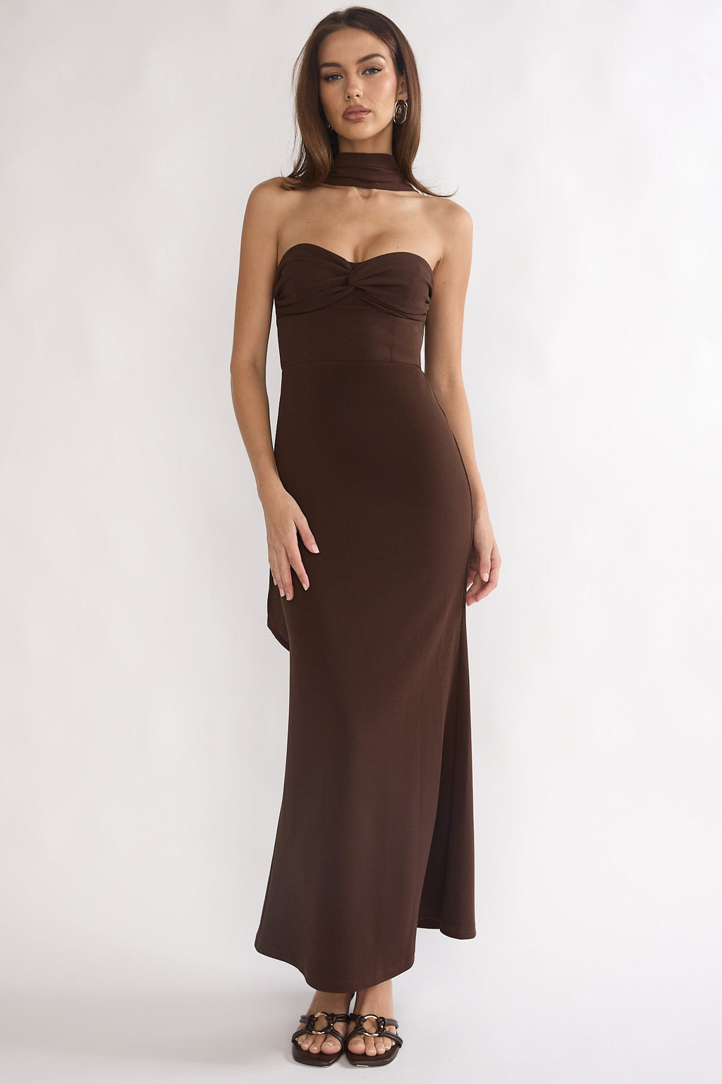 Of The Night Twist Bust Maxi Dress Chocolate