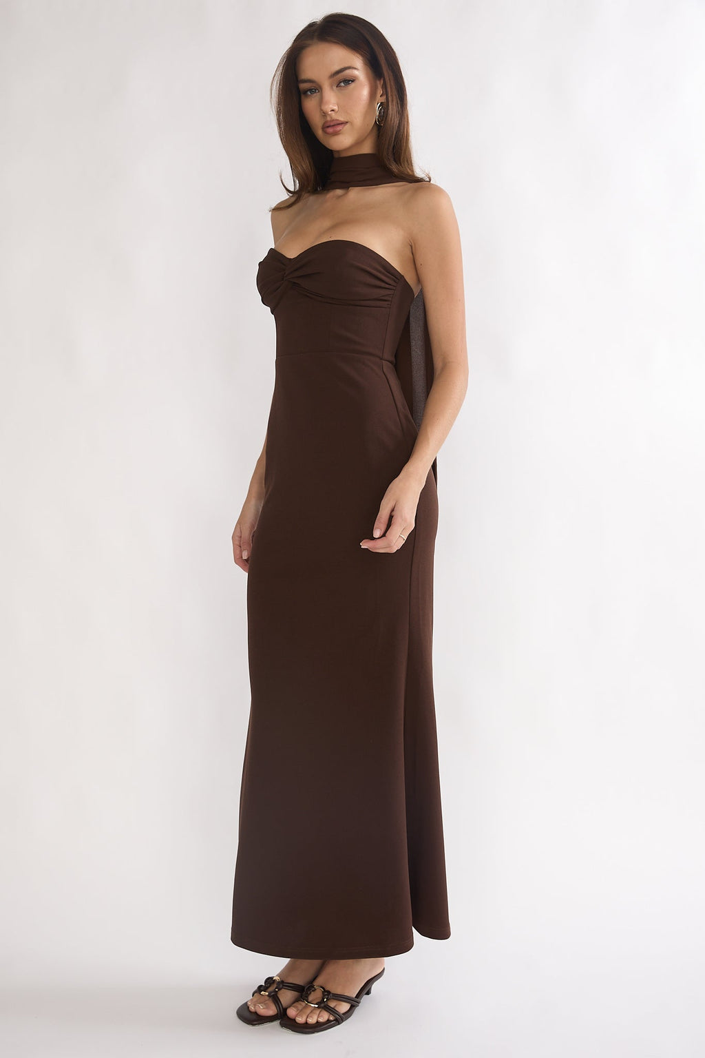Of The Night Twist Bust Maxi Dress Chocolate
