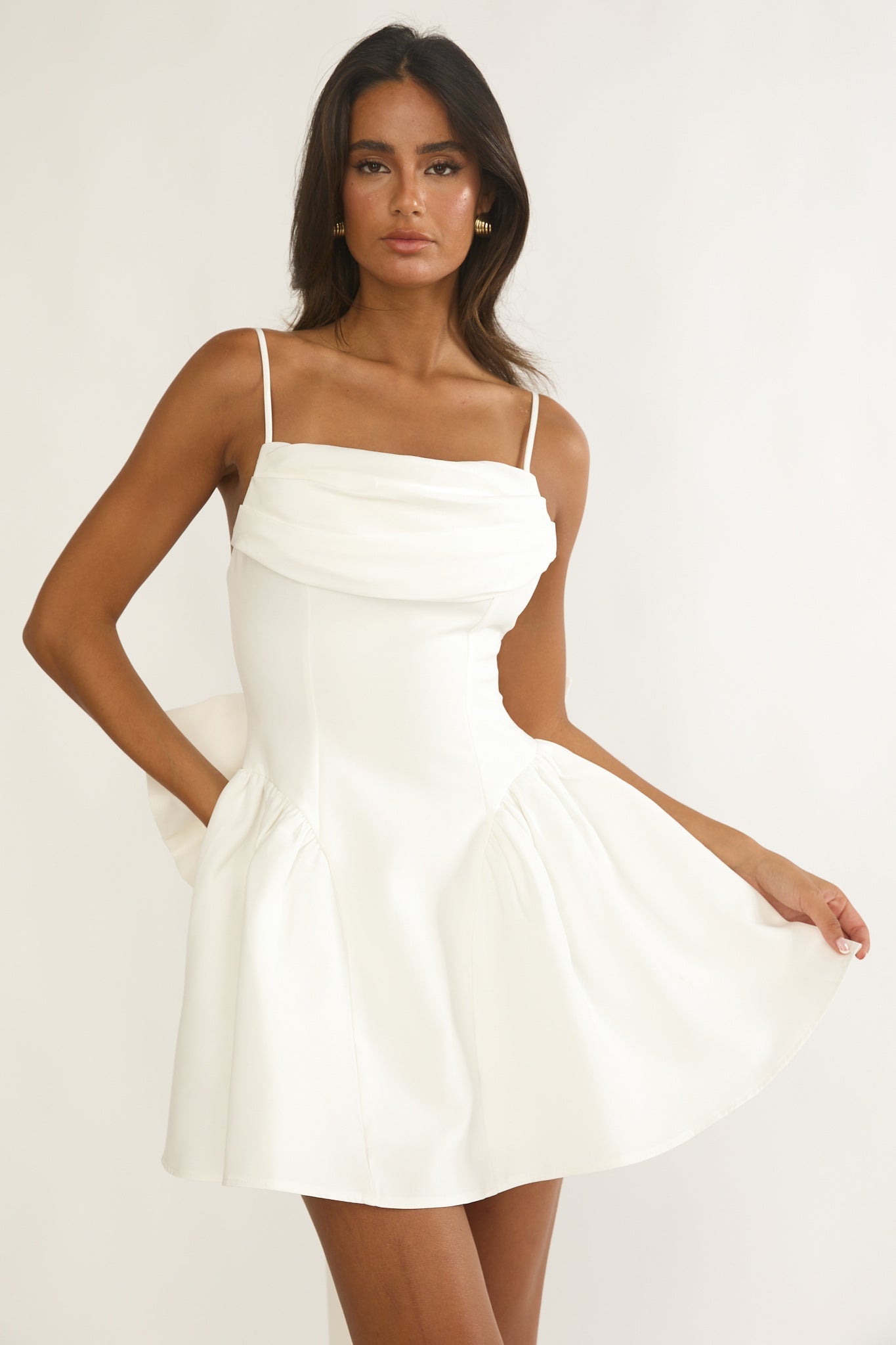 Wilder Oversized Back Bow Mini Dress White