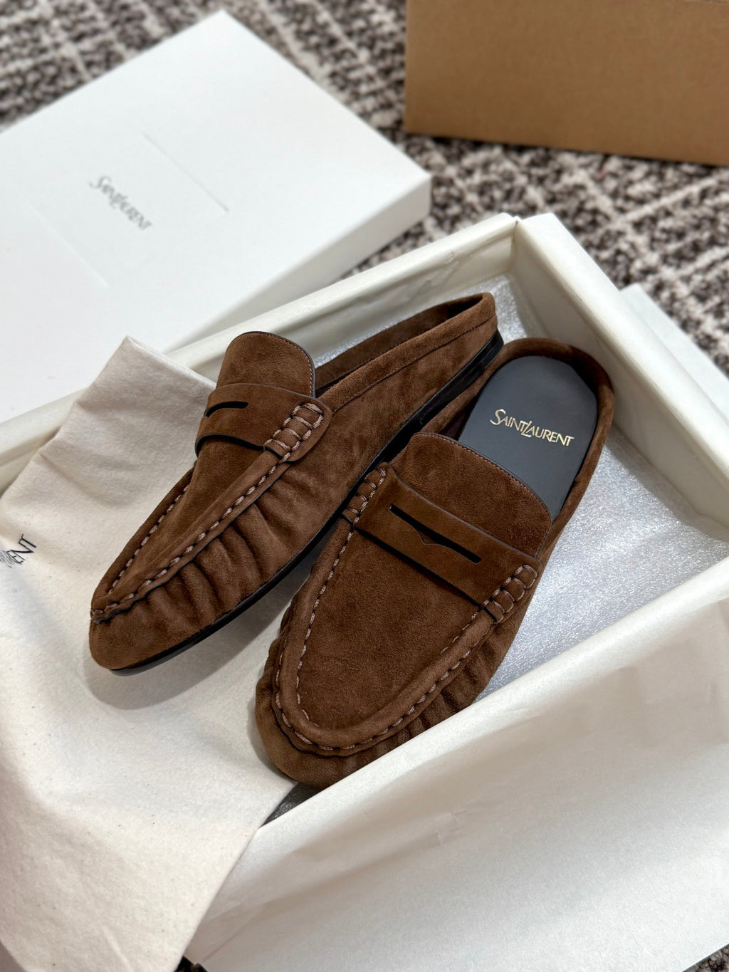 Saint Laurent LE LOAFER Mules in Suede #380512