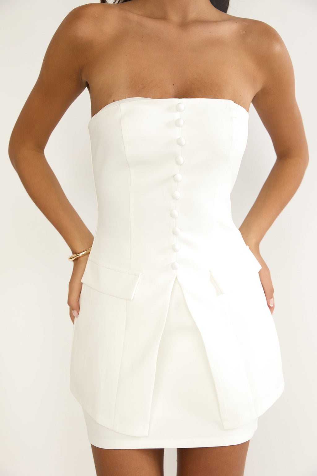 Ilara Strapless Longline Top White