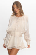 Fontaine Long Sleeve Layered Romper Oyster