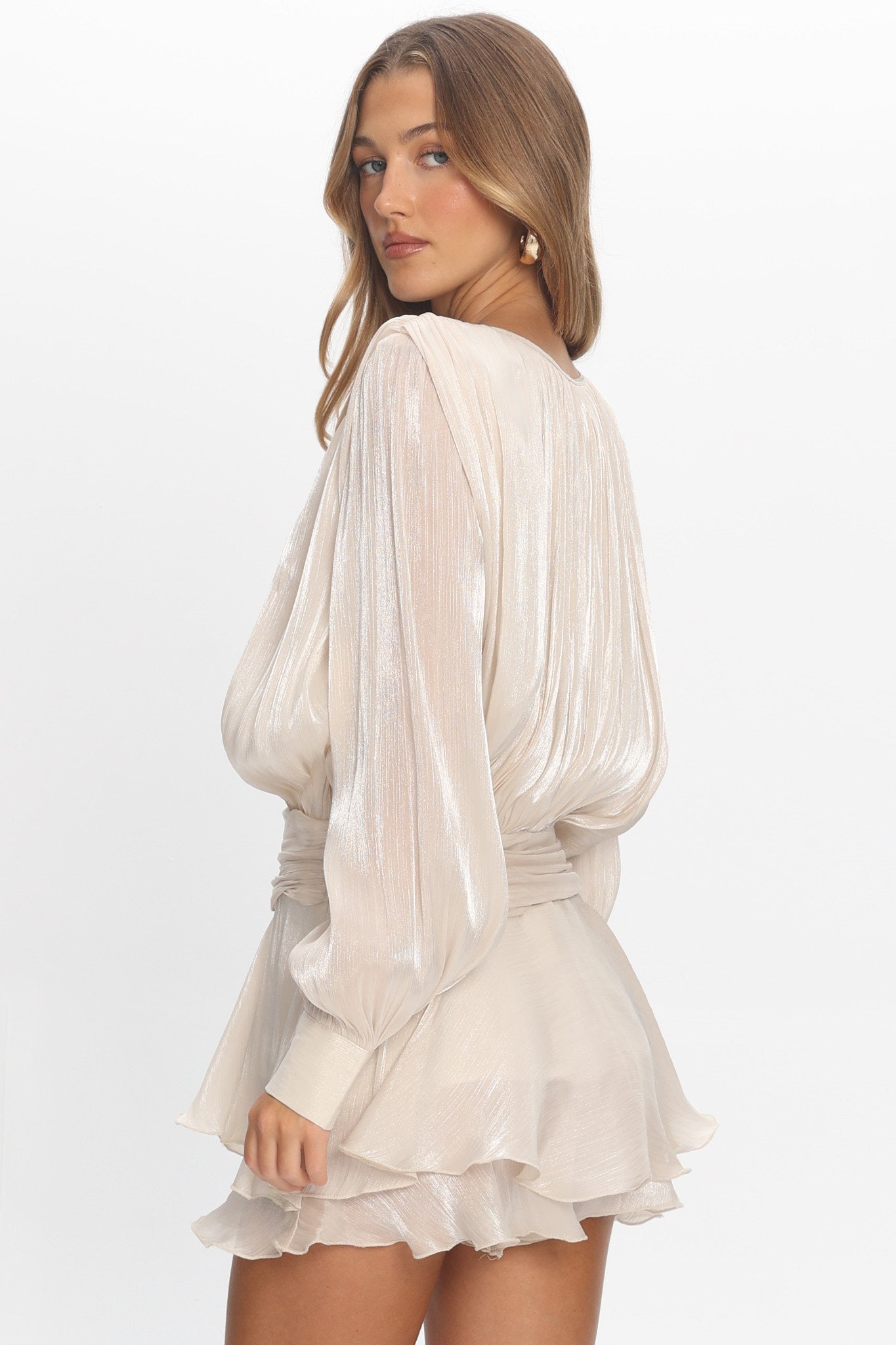 Fontaine Long Sleeve Layered Romper Oyster