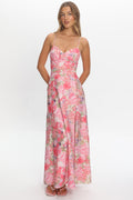 Marin Gathered Bodice Maxi Dress Floral Pink