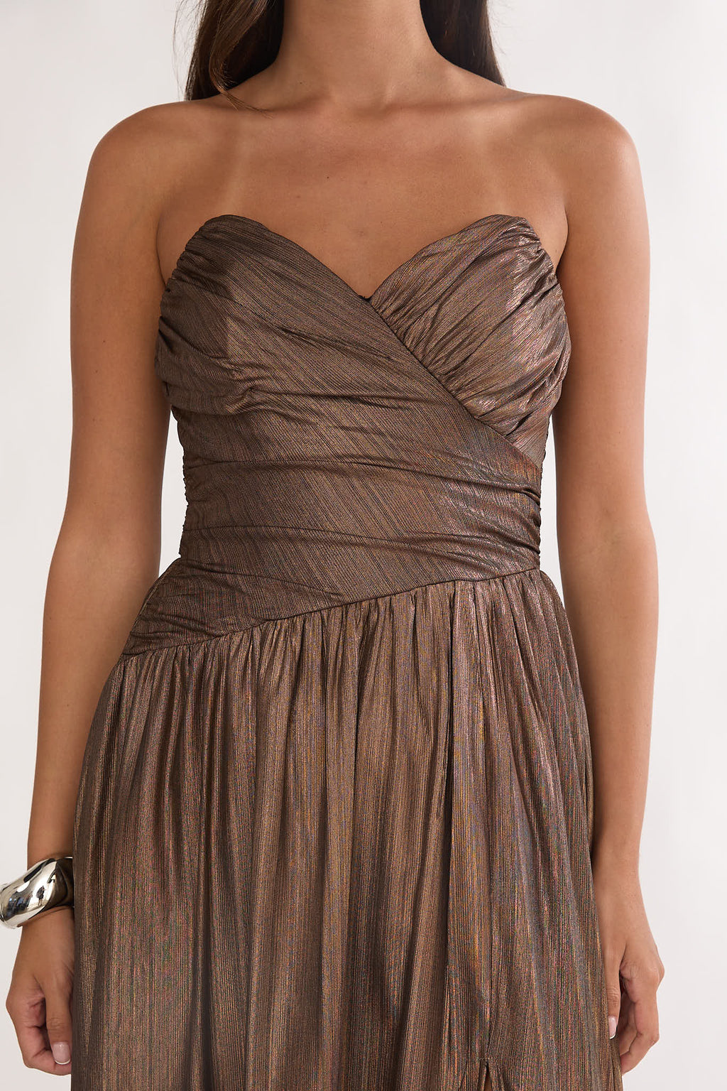 Marin Pointed Sweetheart Maxi Dress Gold