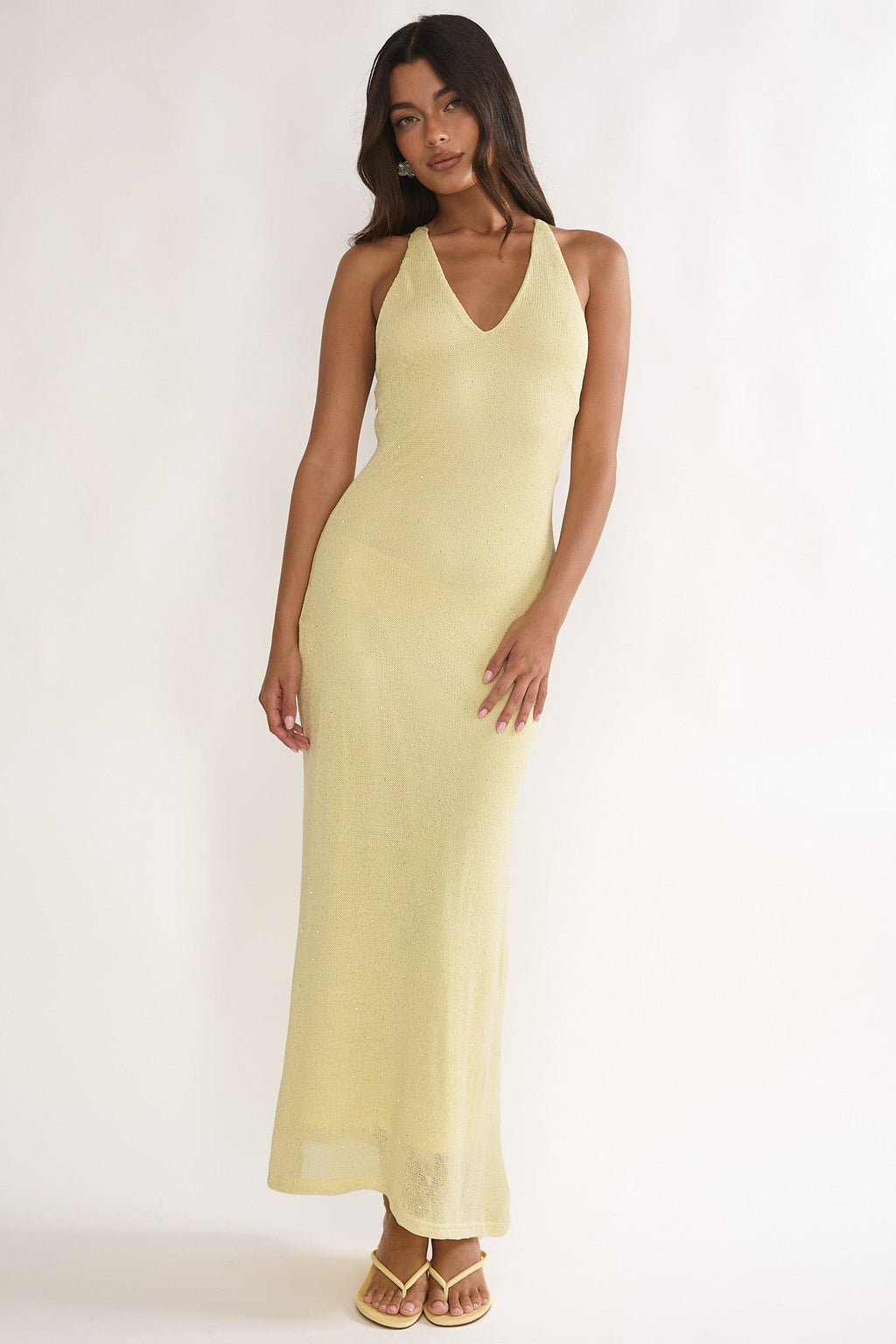 Introductions Knit Sequin Maxi Dress Butter