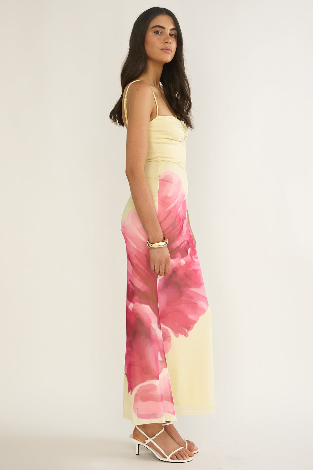 Orabella Waterdrop Wire Bust Maxi Dress Floral Butter