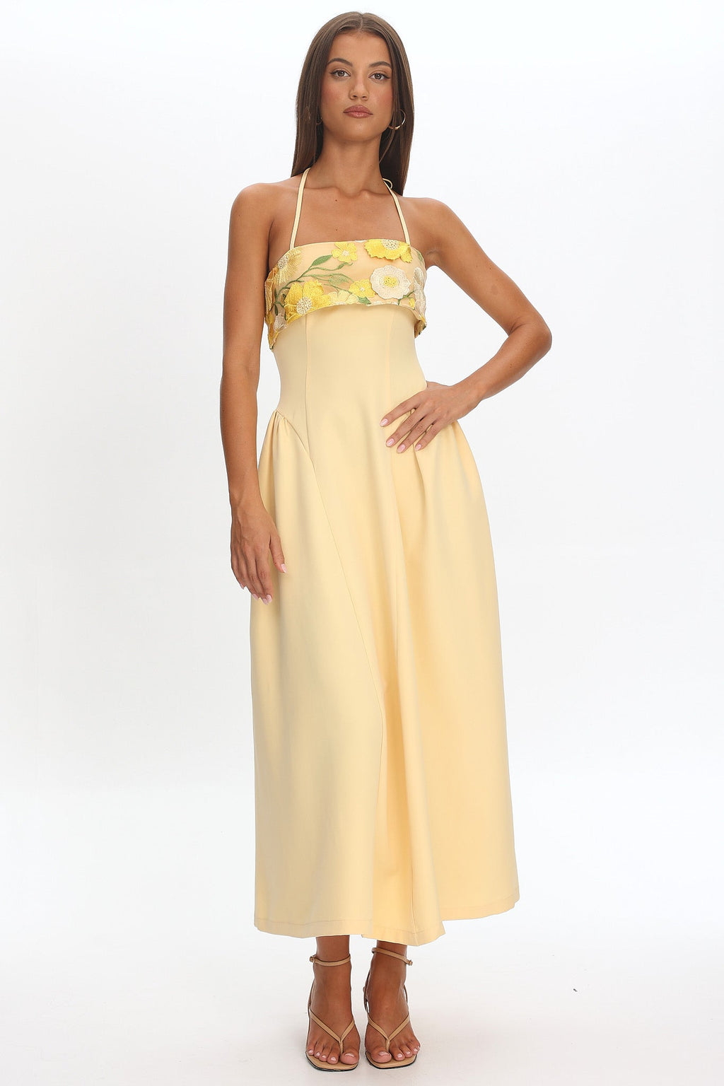Sunbeam Kiss Foldover Floral Bust Maxi Dress Butter