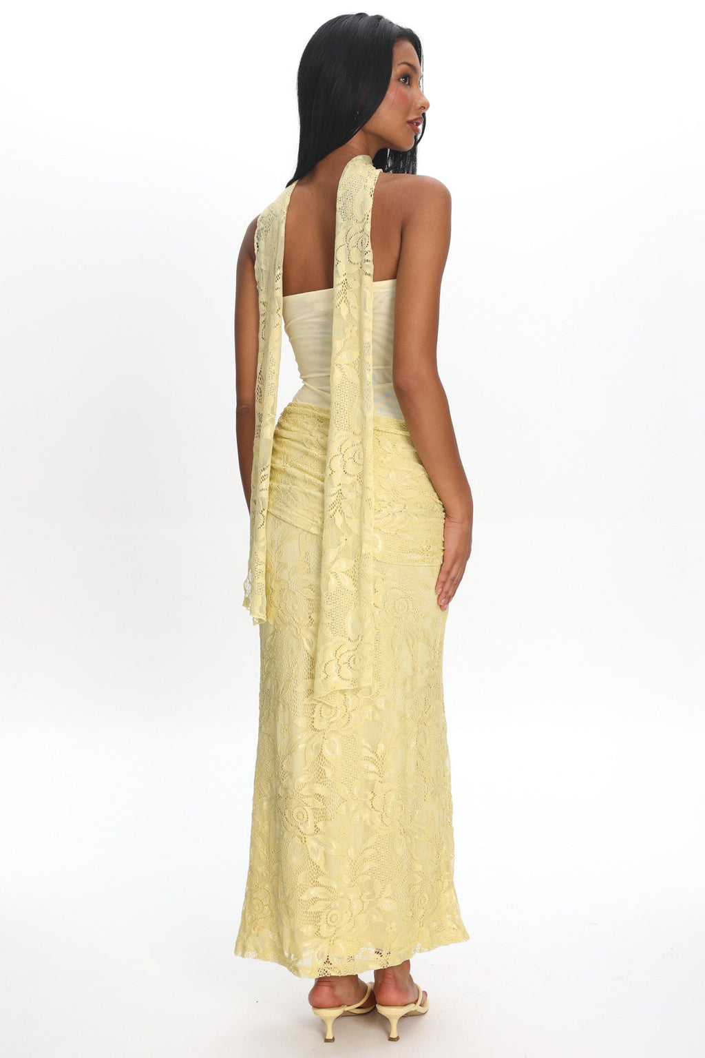 Seraphinna Strapless Cut-Out Maxi Dress Lace Butter