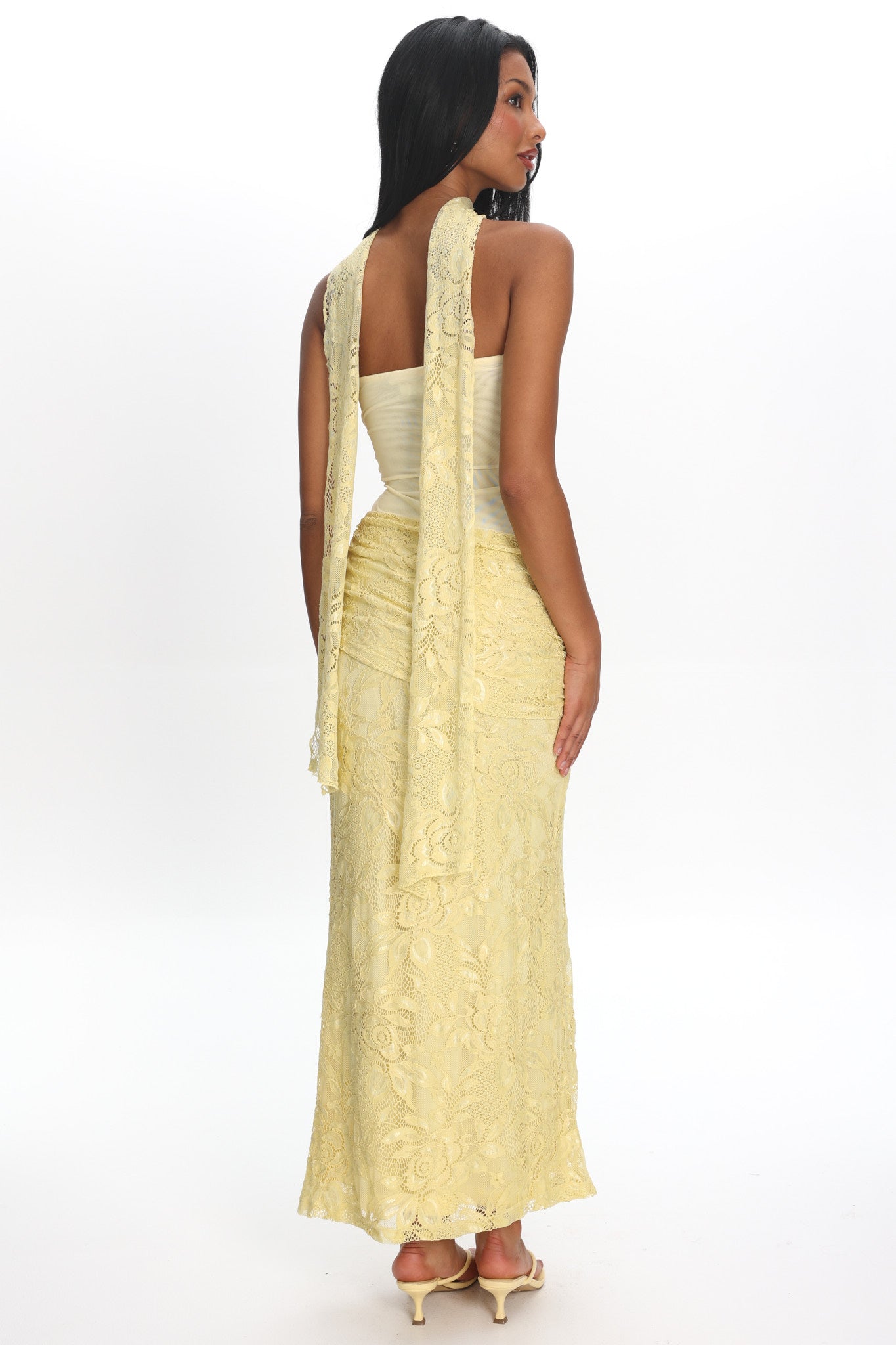 Seraphinna Strapless Cut-Out Maxi Dress Lace Butter