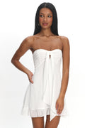 Gloria Day Tied Bust Strapless Mini Dress Cream