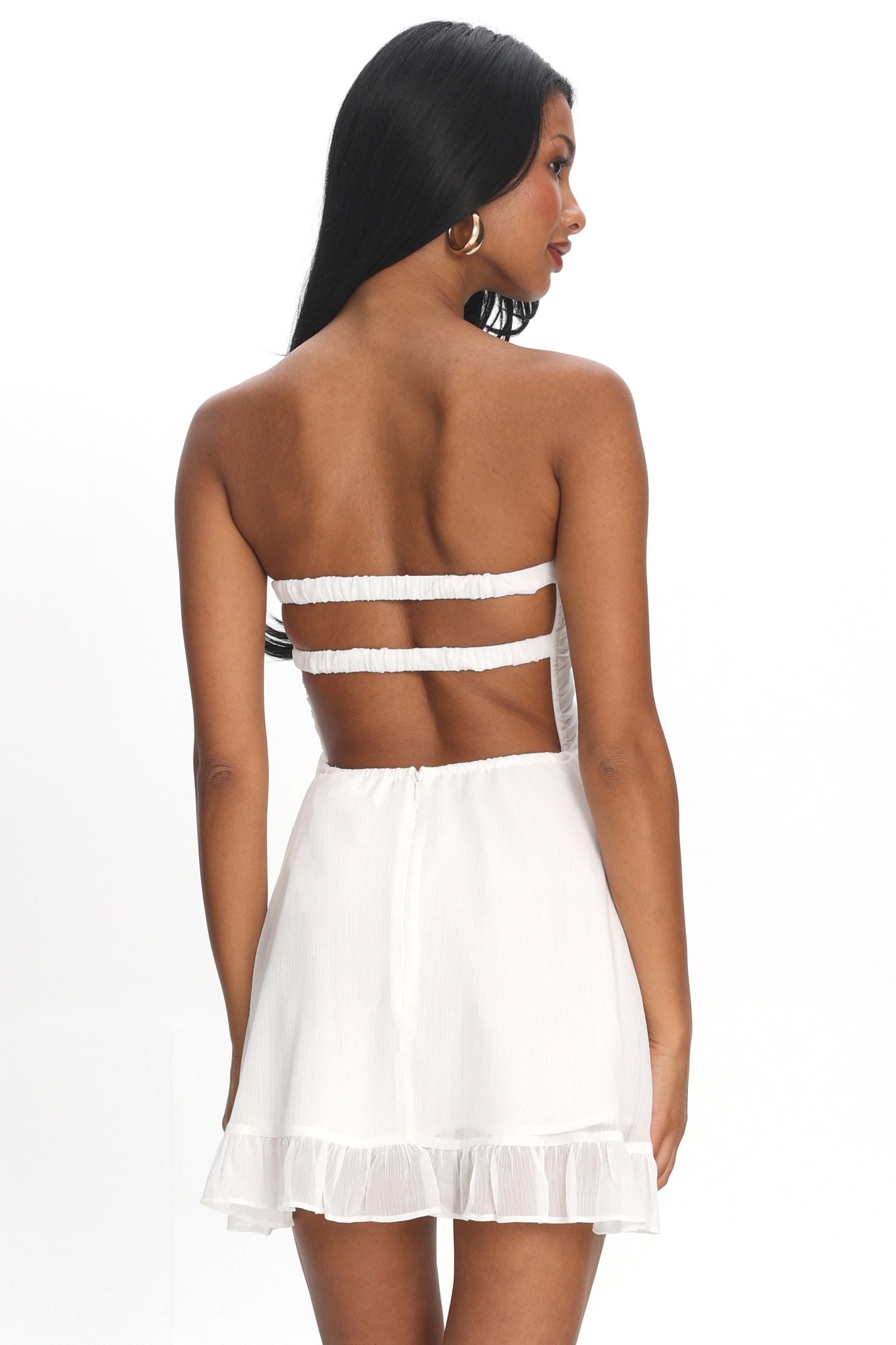 Gloria Day Tied Bust Strapless Mini Dress Cream